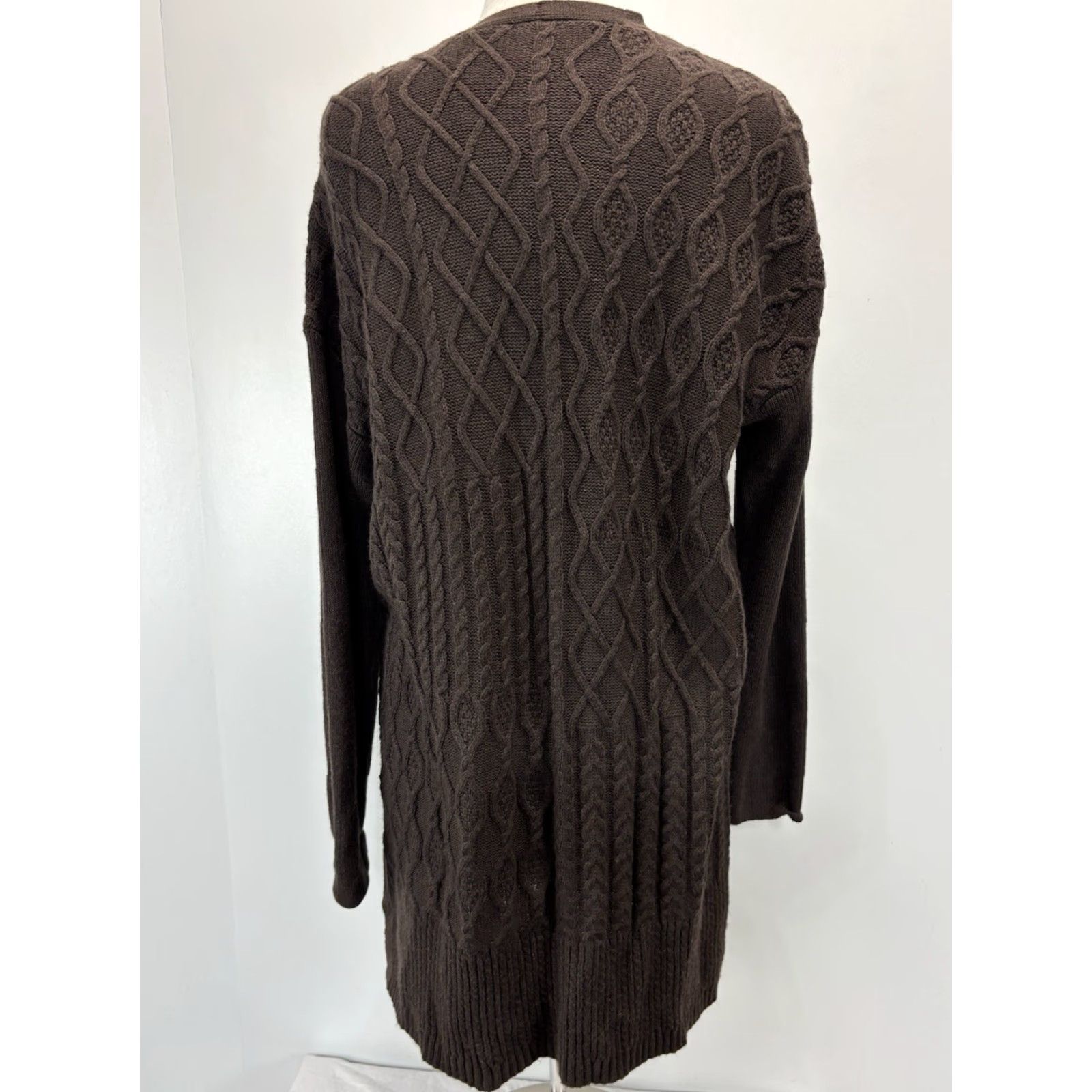 Vintage VINTAGE Chico's Cable Knit Cardigan Sweater XL Brown Open Front Fisherman Womens Size XL / US 12-14 / IT 48-50 - 3 Thumbnail