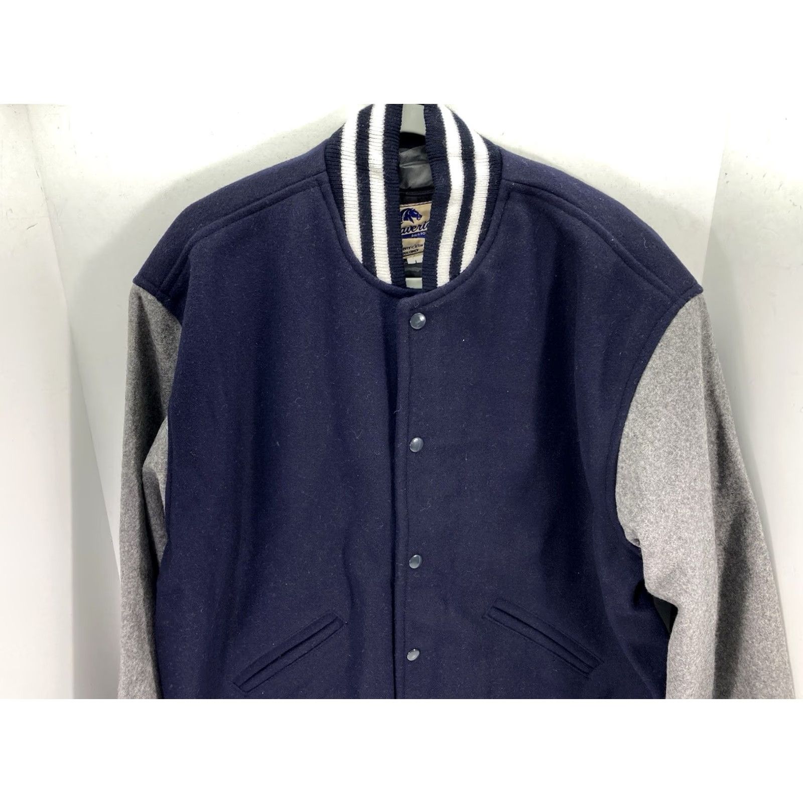 Vintage Maverick Varsity Jacket Men L Wool Blue Gray Full Snap USA NWOT Size US L / EU 52-54 / 3 - 2 Thumbnail