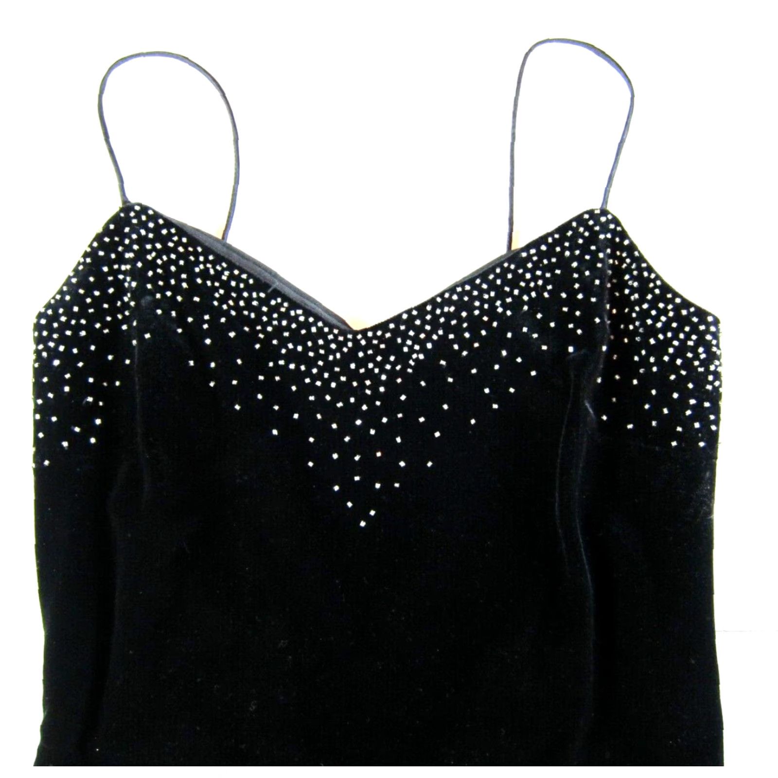 Velvet Vtg 90s Prom Velvet Beaded Stretch Dress Dave & Johnny Laura Ryner Evening 7/8 Size M / US 6-8 / IT 42-44 - 4 Thumbnail