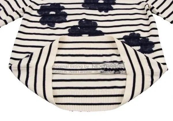 Comme des Garcons Comme des Garcons Navy vintage striped floral knit top Size S / US 4 / IT 40 - 5 Thumbnail