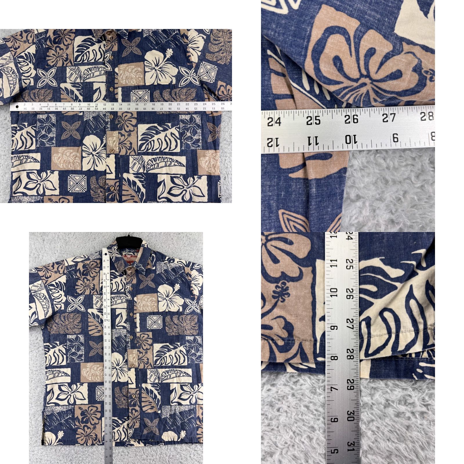 Vintage RJC Hawaiian Shirt Mens XL Blue Beige Button-Up Leaf Pattern Floral Resort Vacation Luau Aloha Beach Mens XL Blue Size US XL / EU 56 / 4 - 9 Thumbnail