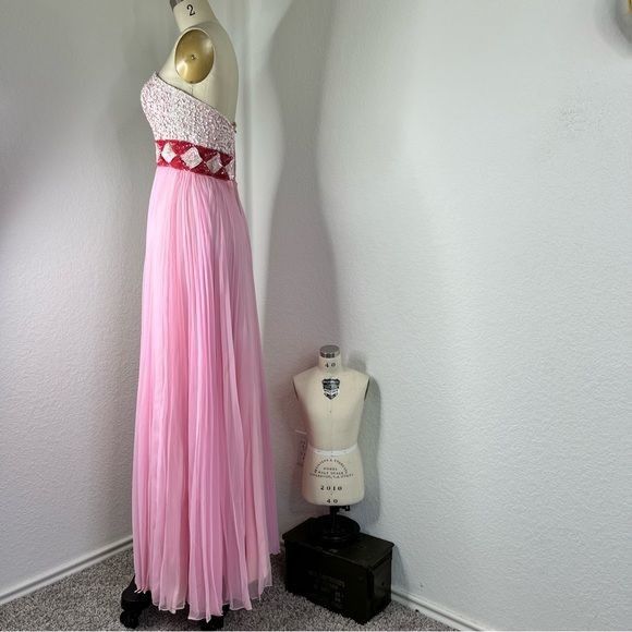 Mike Benet Formals VTG 70s Sequin Homecoming Queen Pleated S