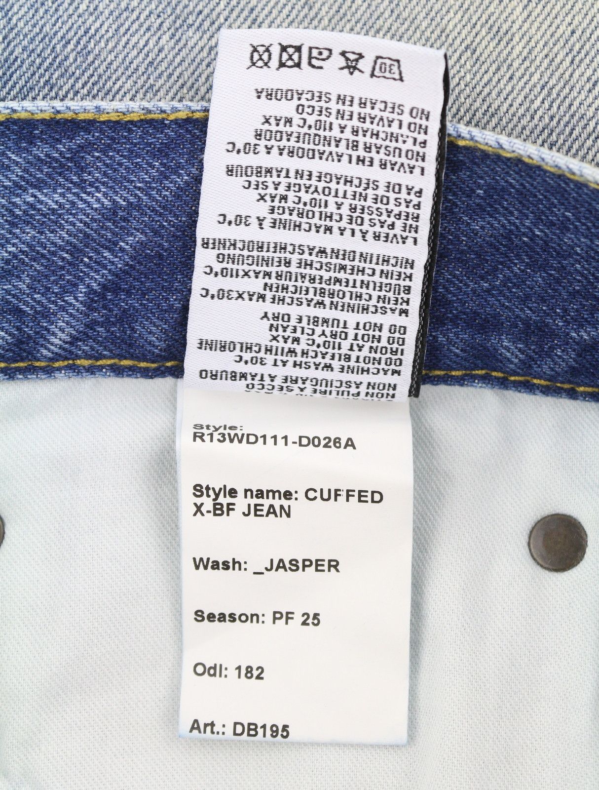 R13 CUFFED X-BF 29 Jasper Blue Cropped Jeans 88830 Size 29" - 9 Thumbnail