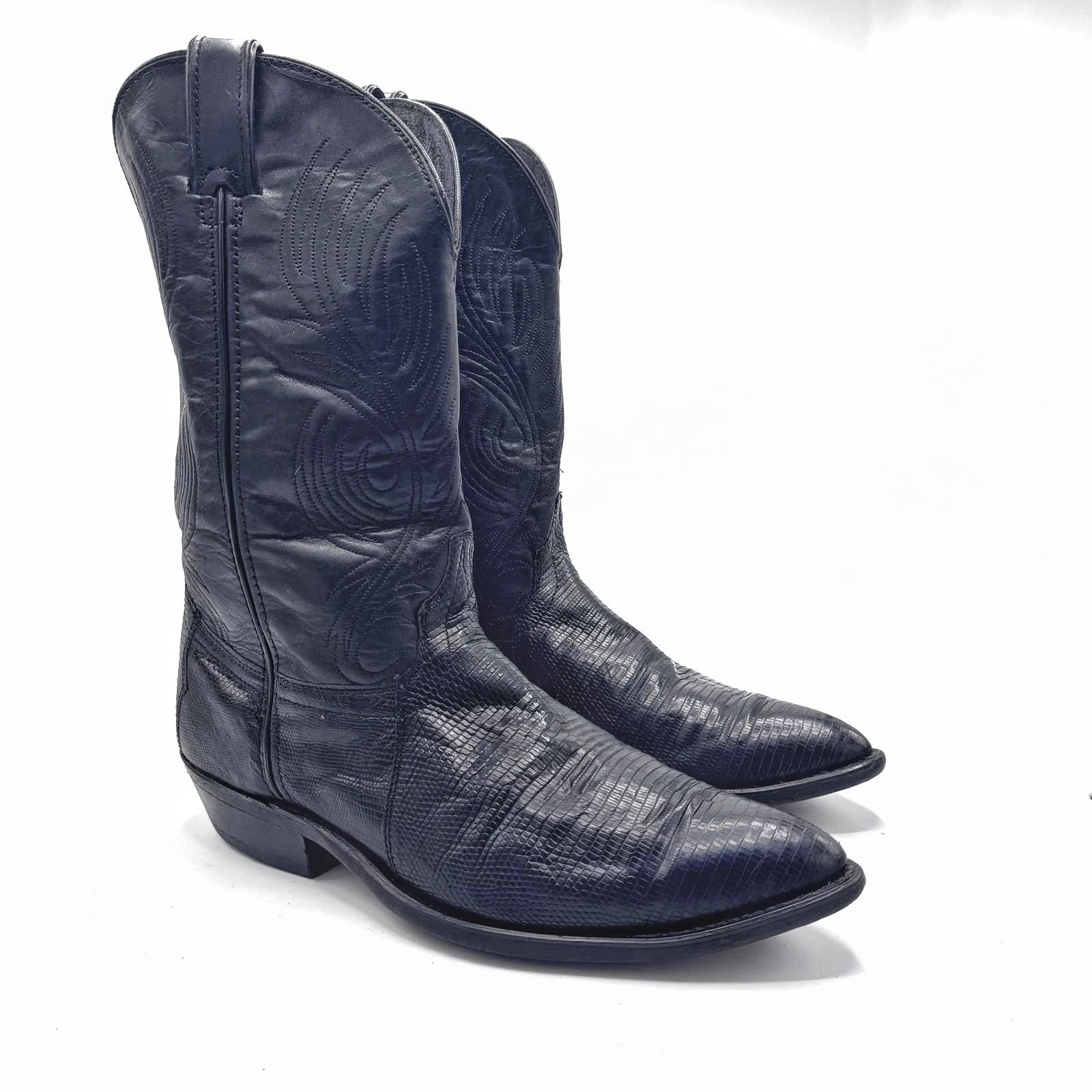 Vintage VINTAGE Black Leather Western Boots Men's 10.5 / Classic Size US 10.5 / EU 43-44 - 2 Thumbnail