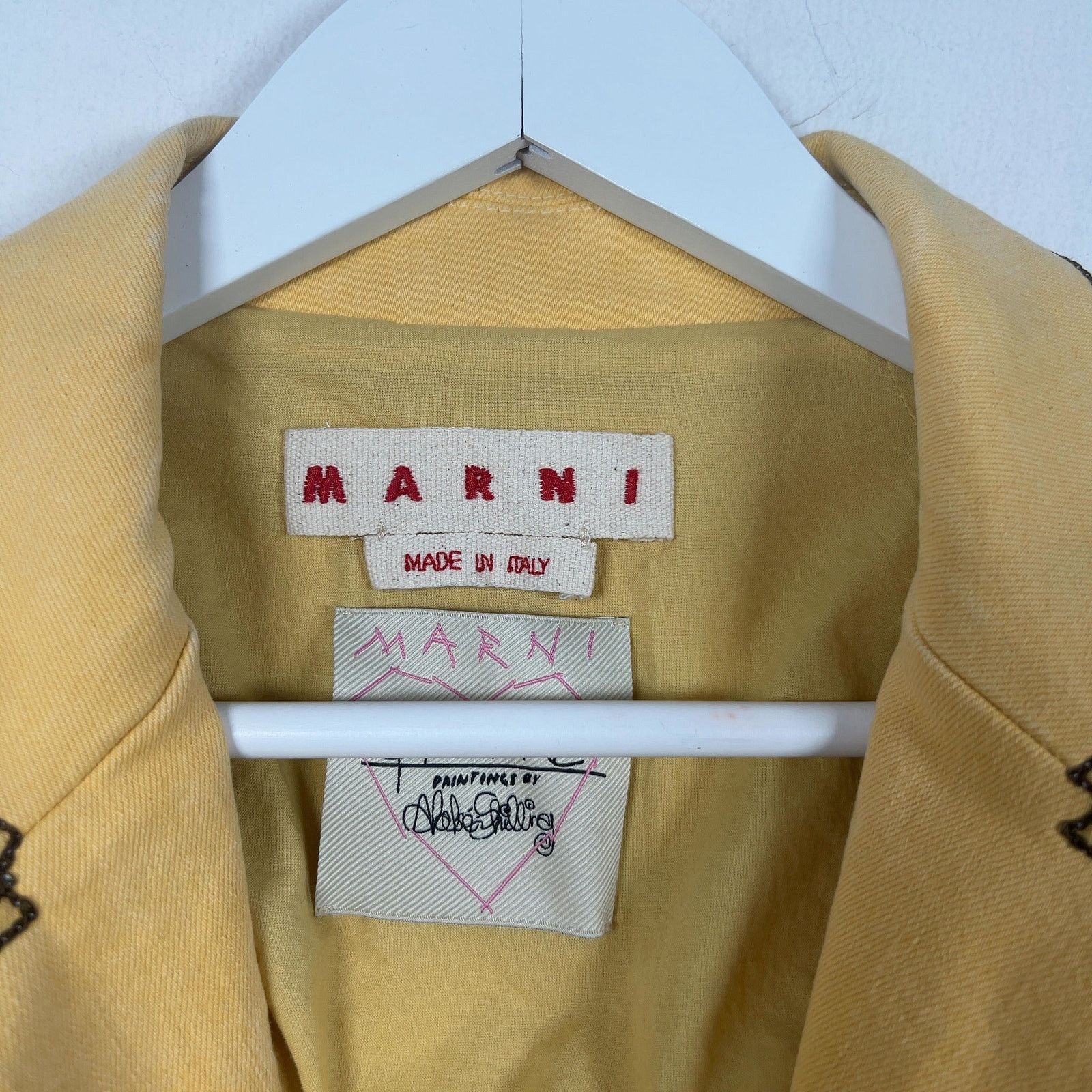 Marni Marni Yellow Stitch Logo Denim Blazer Size 52L - 4 Thumbnail