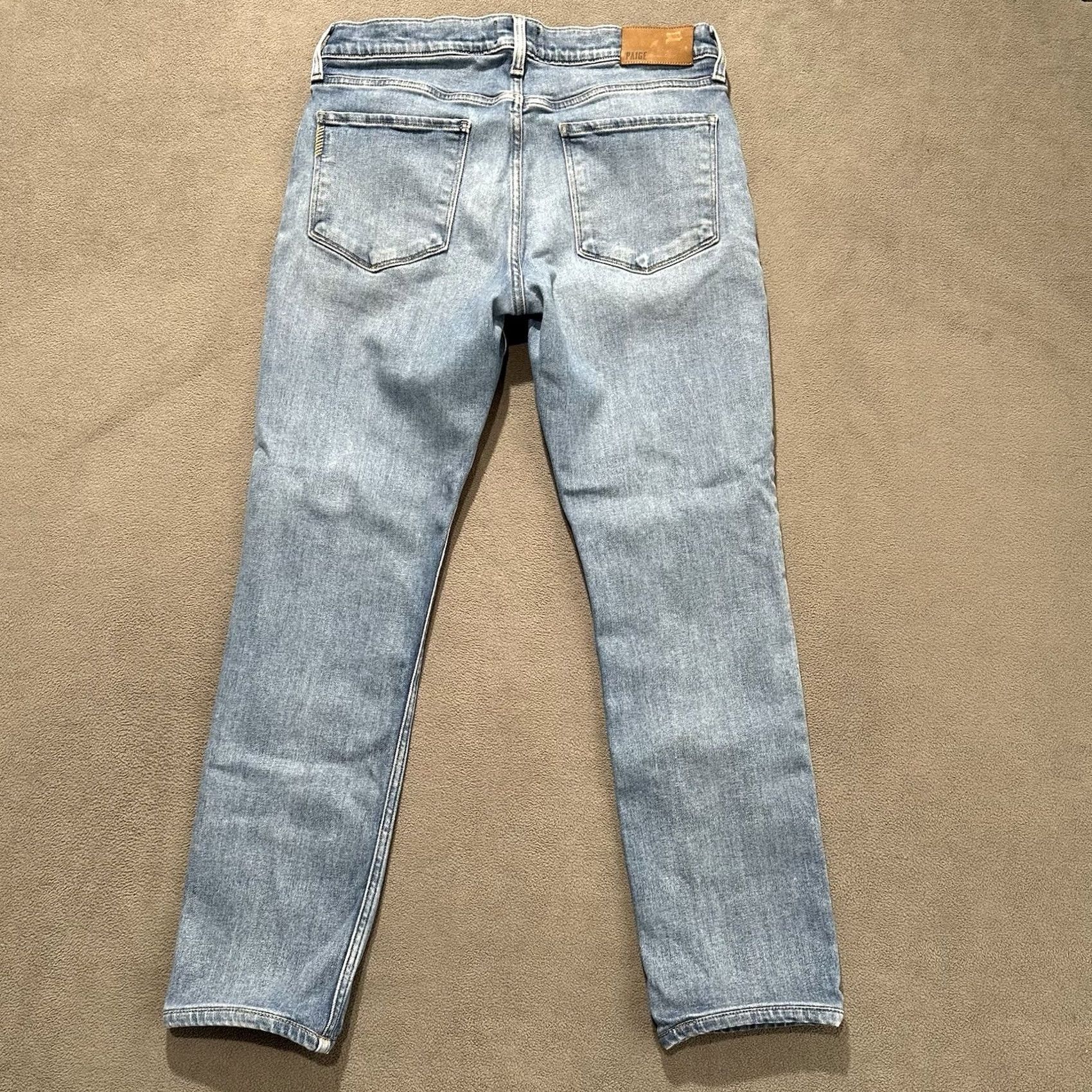 Paige Paige Federal Jeans Men 32 Blue Denim Slim Straight Stretch 5-Pocket Solid Light Wash Size US 32 / EU 48 - 2 Thumbnail