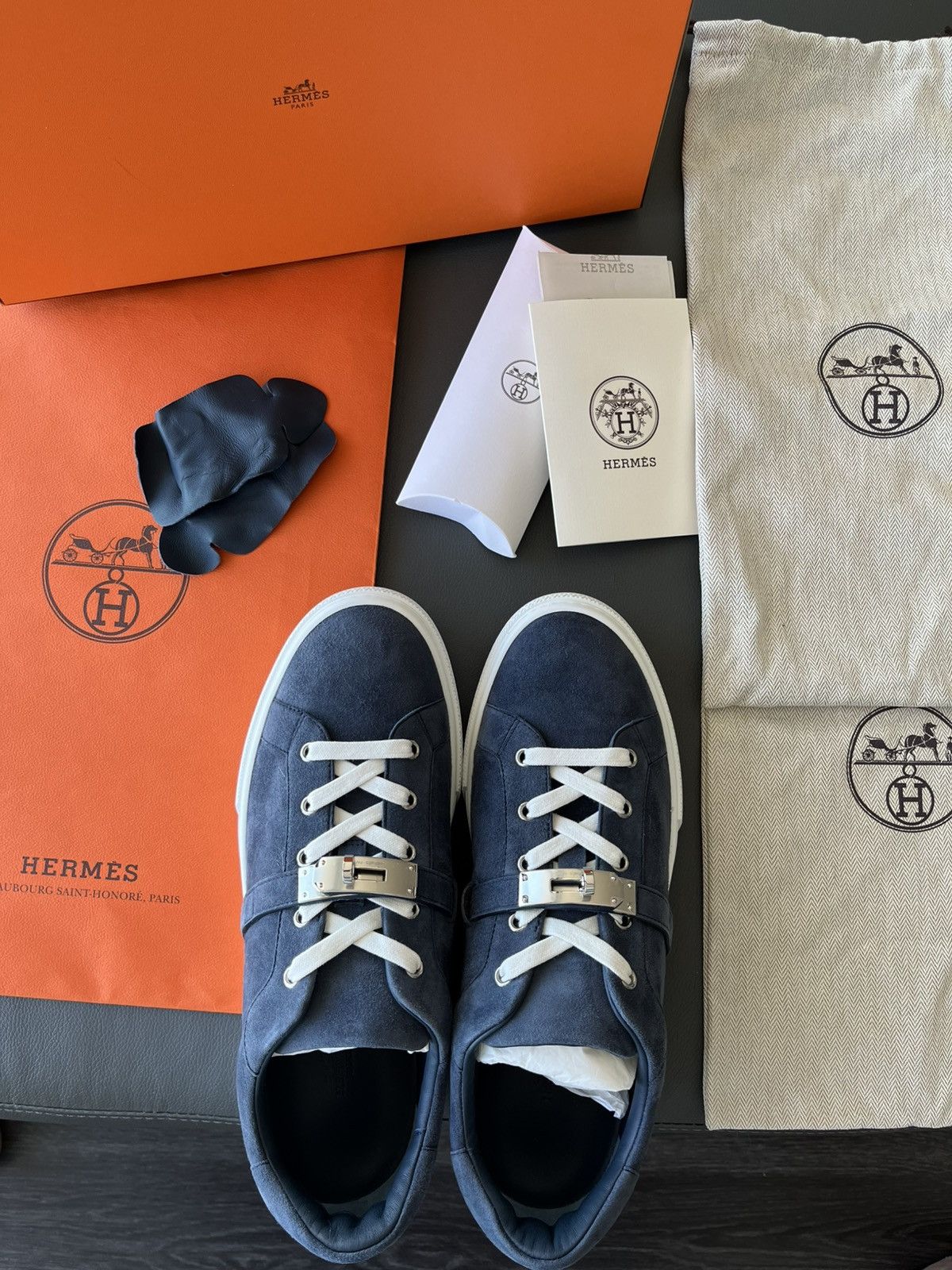 Hermes Hermes Day Sneaker Suede Chevre Velours Blue Celeste Size US 10.5 / EU 43-44 - 11 Thumbnail