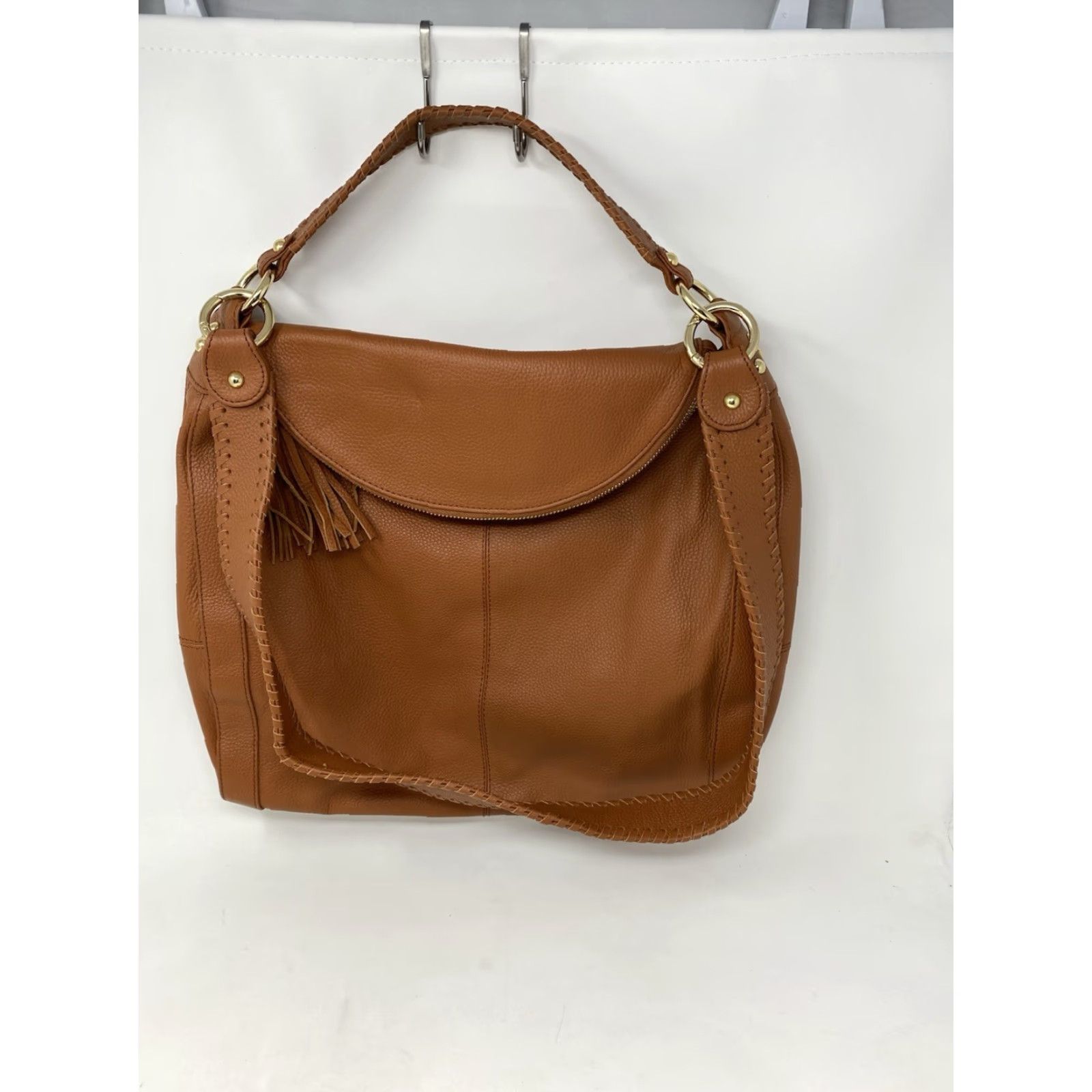 Vintage Onna Ehrlich Shoulder Bag Brown Pebbled Leather Large Tassel Purse Purse Tassel Gold Hardware Zip Inner Pockets Women's Bag Cleaning: See Photos Size ONE SIZE - 4 Thumbnail