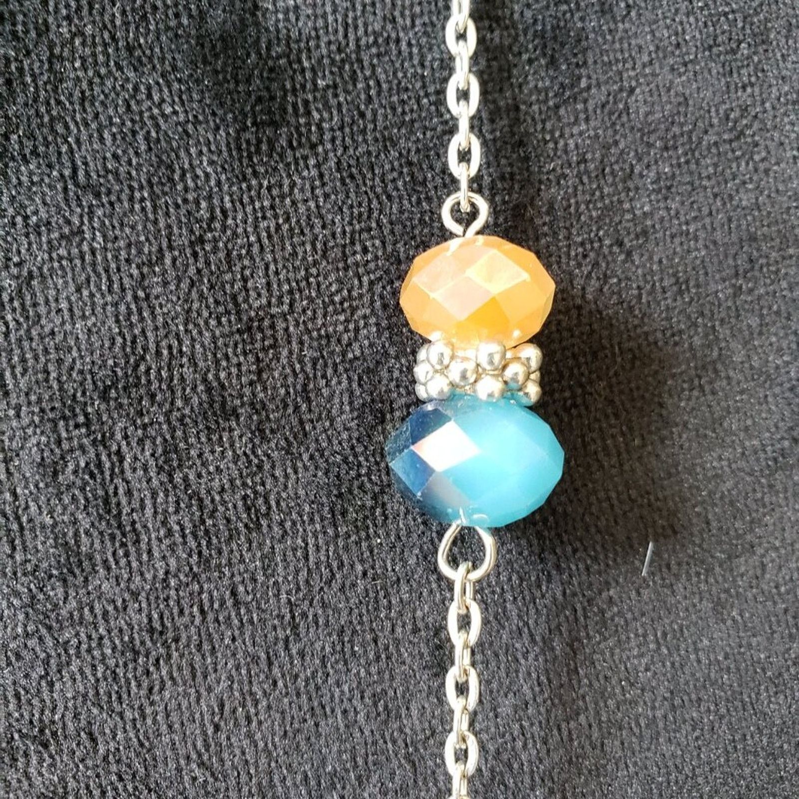 The Unbranded Brand Clear & Blue Crystal Beads Silver Tone Chain Long Necklace Size ONE SIZE - 5 Thumbnail
