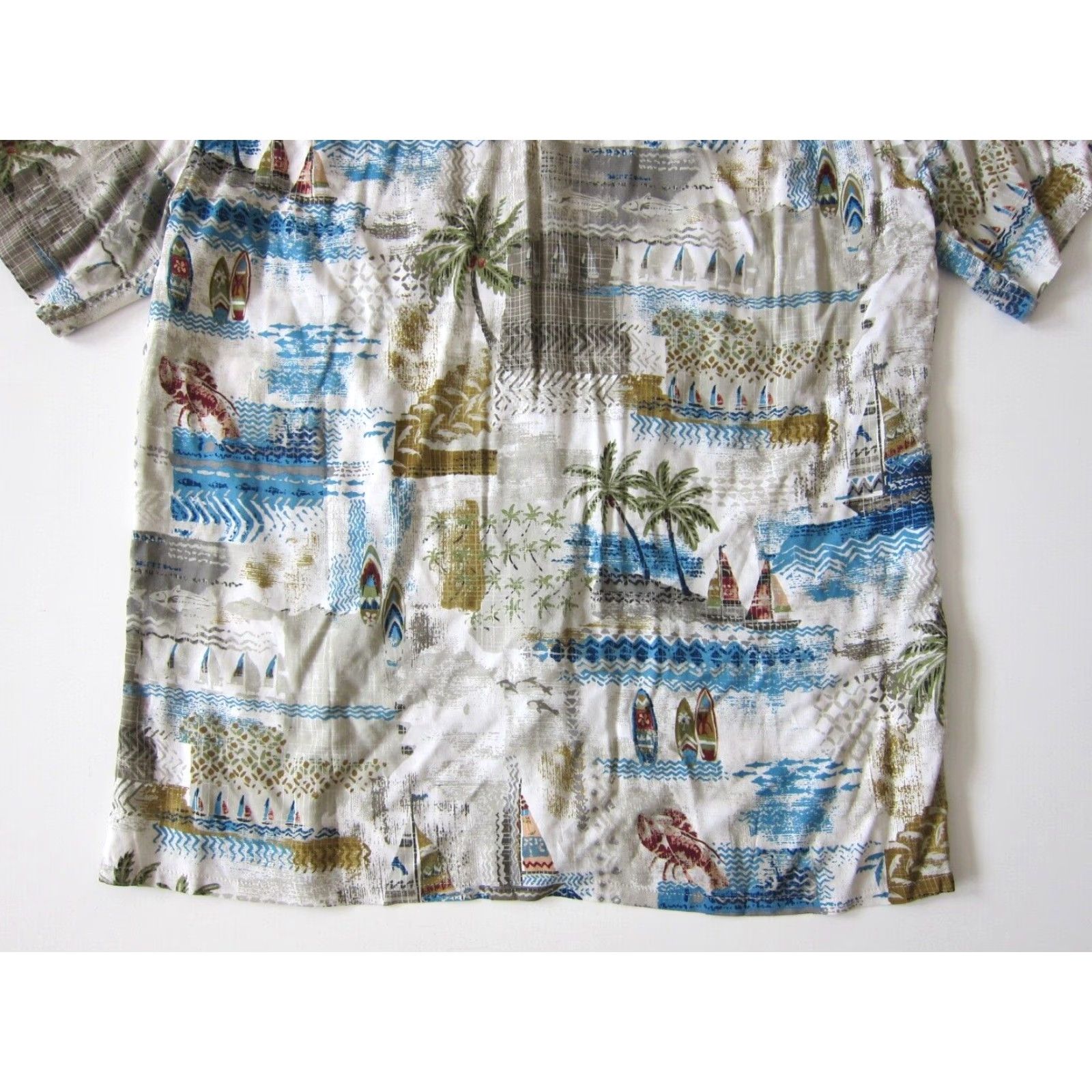 Vintage Campia Moda 100% Rayon Blue Pink Lobster Surf Floral Hawaiian Shirt Men Large Size US L / EU 52-54 / 3 - 6 Thumbnail