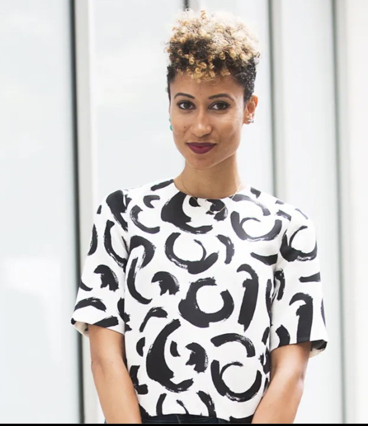 Vintage Choies vintage 90s white black swirl short sleeve abstract Size M / US 6-8 / IT 42-44 - 3 Thumbnail