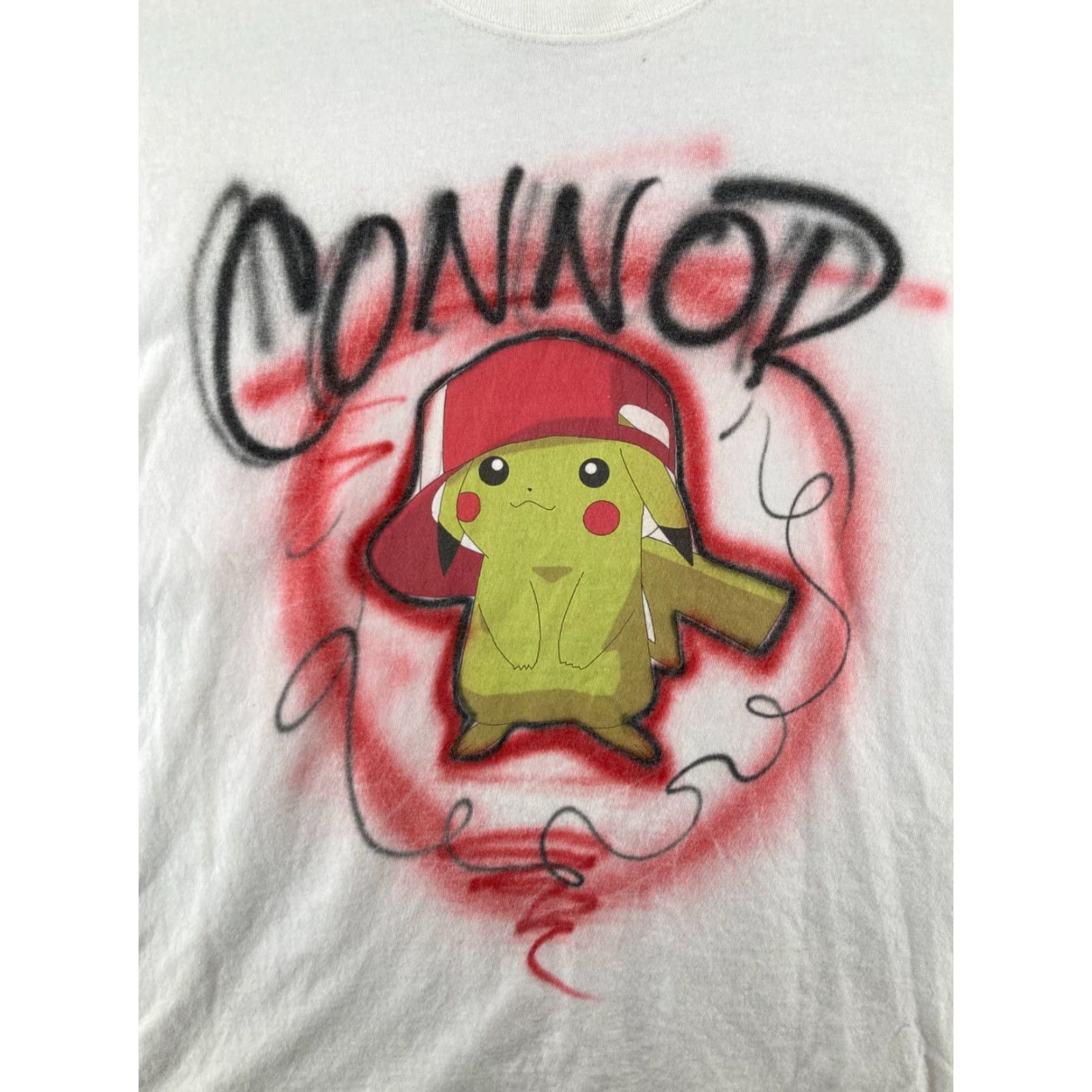 Hanes Airbrush Hanes TShirt XL White Pikachu Pokemon 90s Mens Size US XL / EU 56 / 4 - 2 Thumbnail