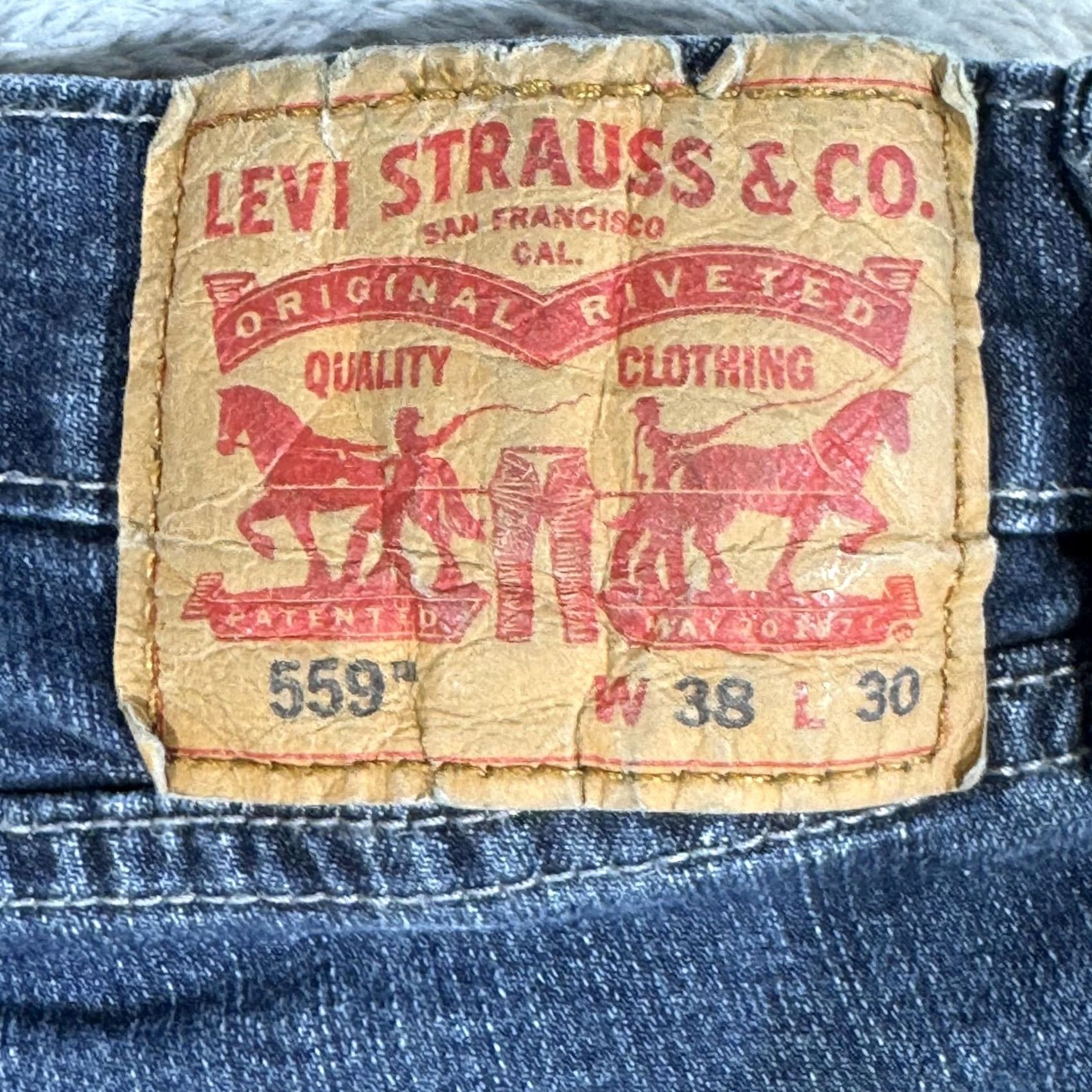 Levi's Levi's 559 Jeans Mens 38x30 Blue Straight Leg Denim Stretch Mid Rise Cotton Size US 38 / EU 54 - 3 Thumbnail