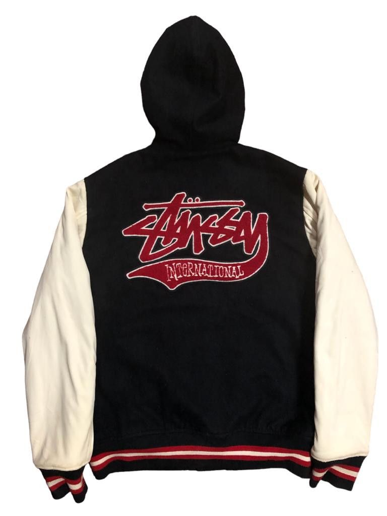 Stussy Stussy Hooded Big Embroidered Logo Varsity Jacket | Grailed