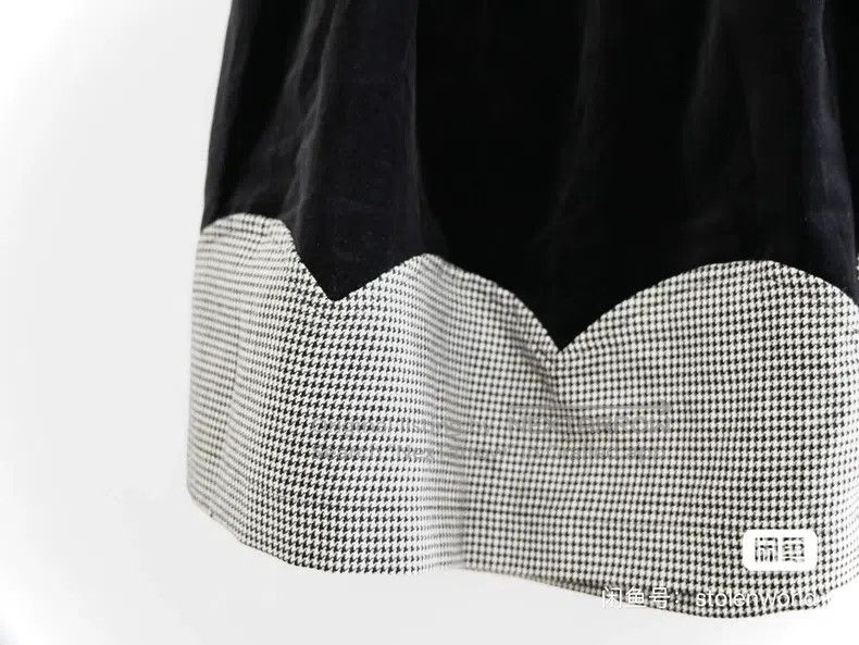Comme des Garcons Comme Des Garcons size S Velvet houndstooth patchwork midi Size 23" - 2 Thumbnail