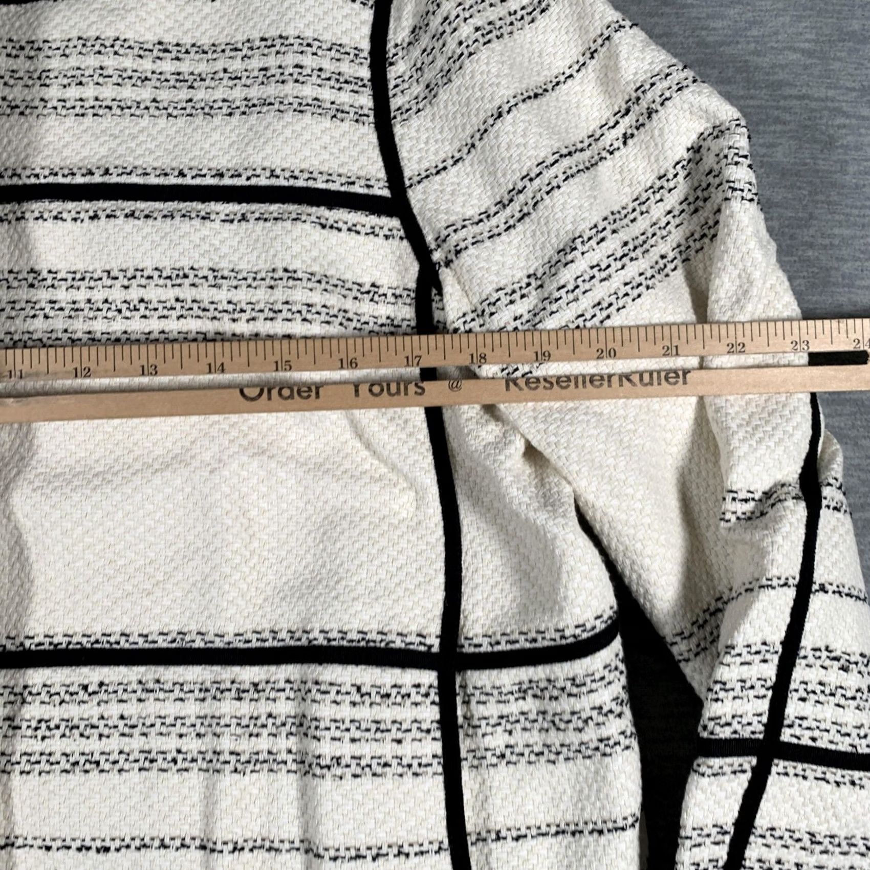 Vintage Lafayette 148 New York Jacket Womens Large White Stripe Tweed Collarless Zip Size L / US 10 / IT 46 - 7 Thumbnail