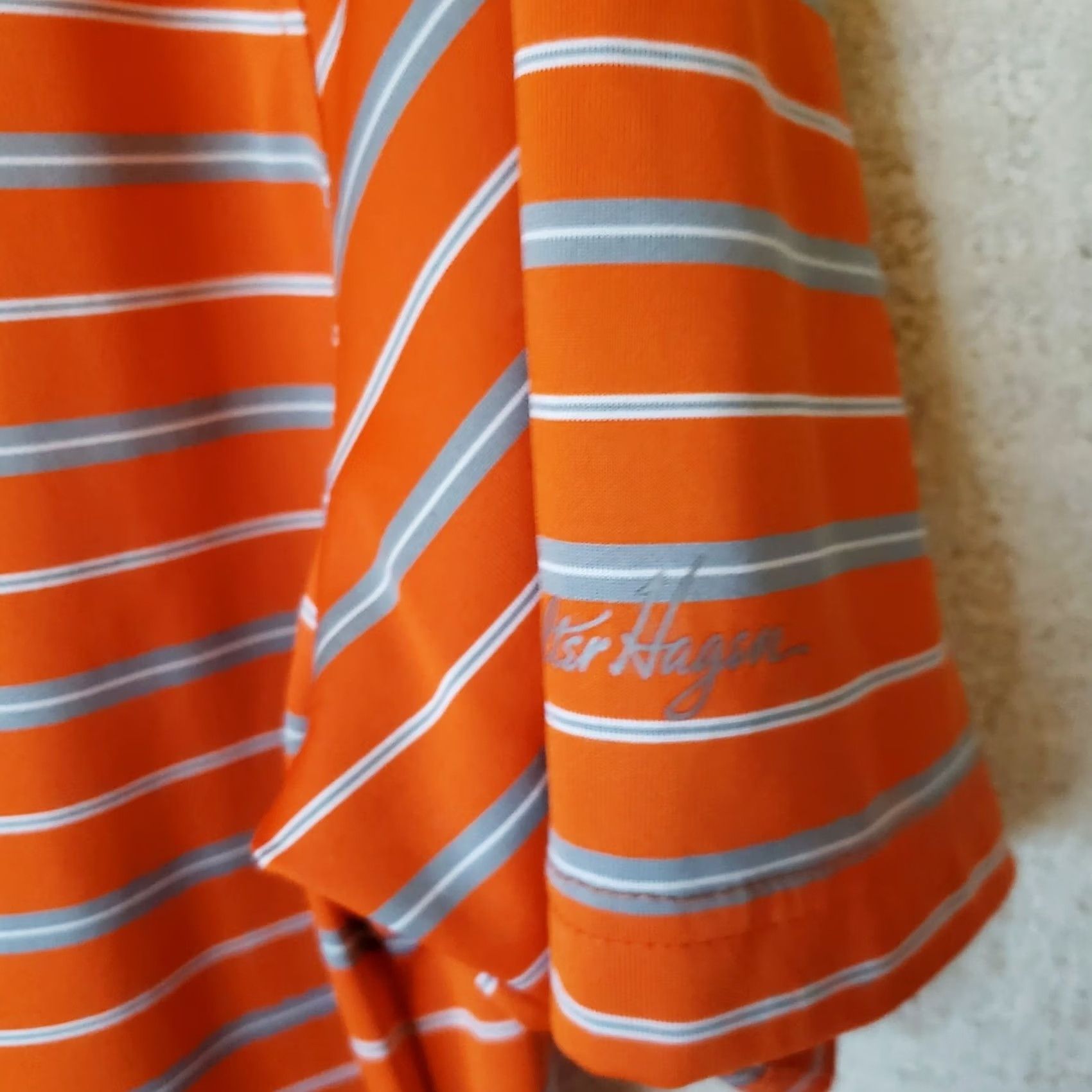 Vintage Walter Hagen Polo Shirt Men L Golf Short Sleeve Orange Striped Polyester Size US L / EU 52-54 / 3 - 5 Thumbnail