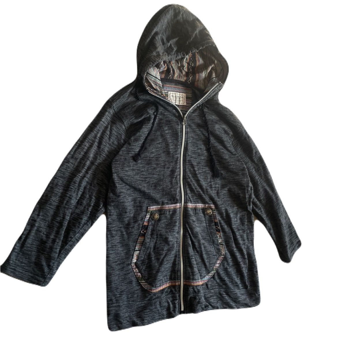 If Six Was Nine 2000s Japanese archive Ethnic Button Zip 3/4 Sleeve Hoodie Size US S / EU 44-46 / 1 - 3 Thumbnail