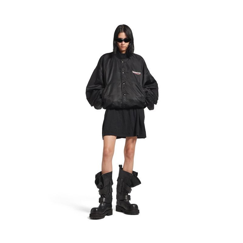 Balenciaga o1in1g0326 555 / Political Campaign Varsity Jacket in Black Size M / US 6-8 / IT 42-44 - 2 Thumbnail