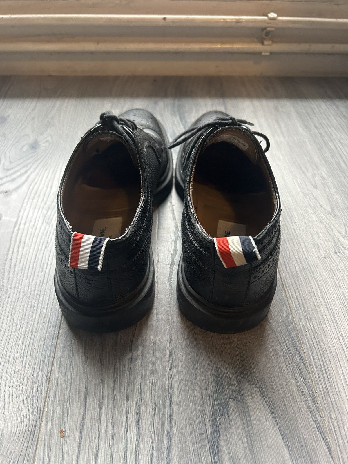 Thom Browne Black Wingtip Brogue Derby Shoes Size US 6.5 / EU 39-40 - 6 Thumbnail