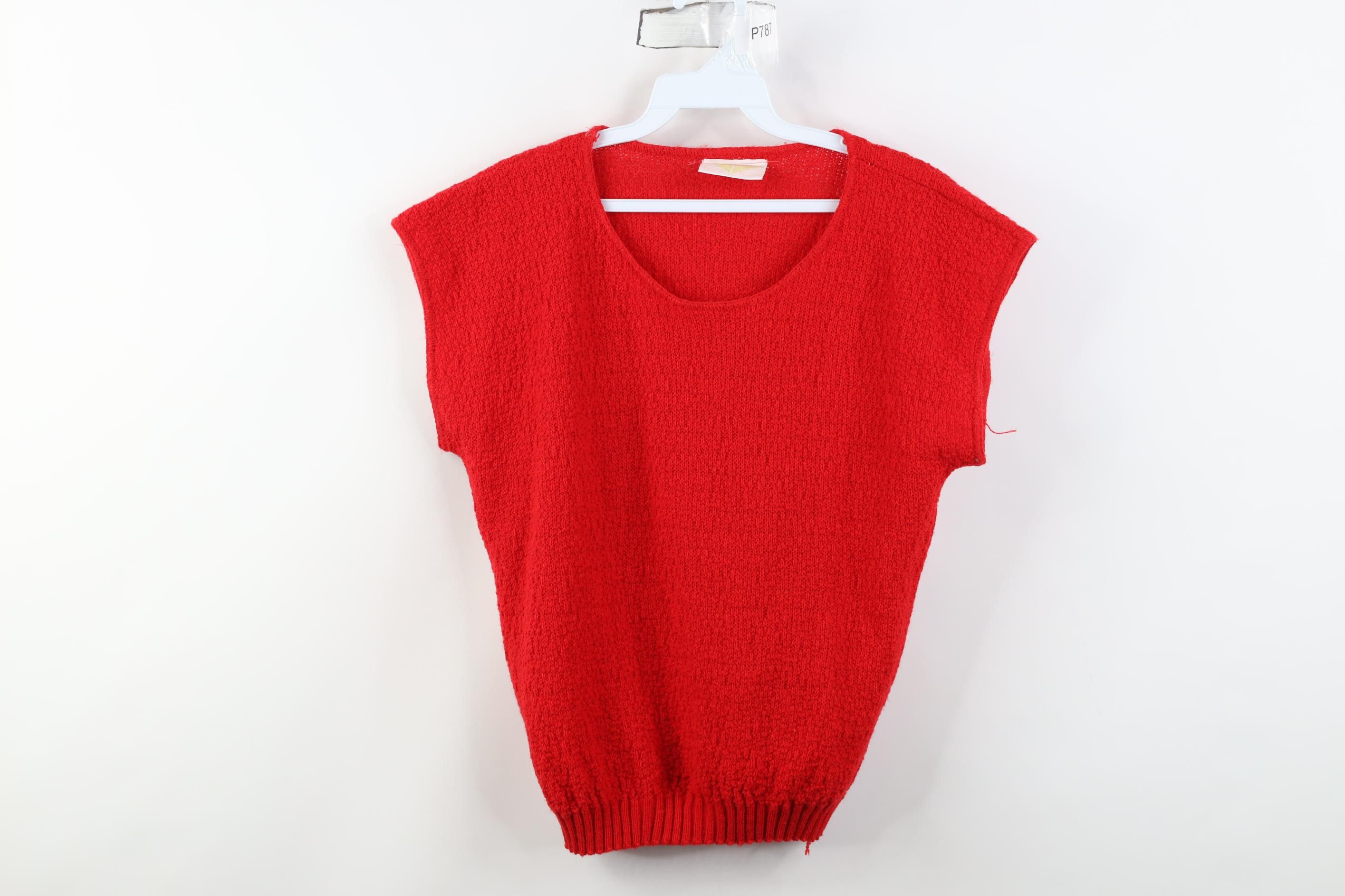 Vintage Vintage 70s 80s Dolman Sleeve Knit Sweater Vest Red USA Size M / US 6-8 / IT 42-44 - 1 Thumbnail