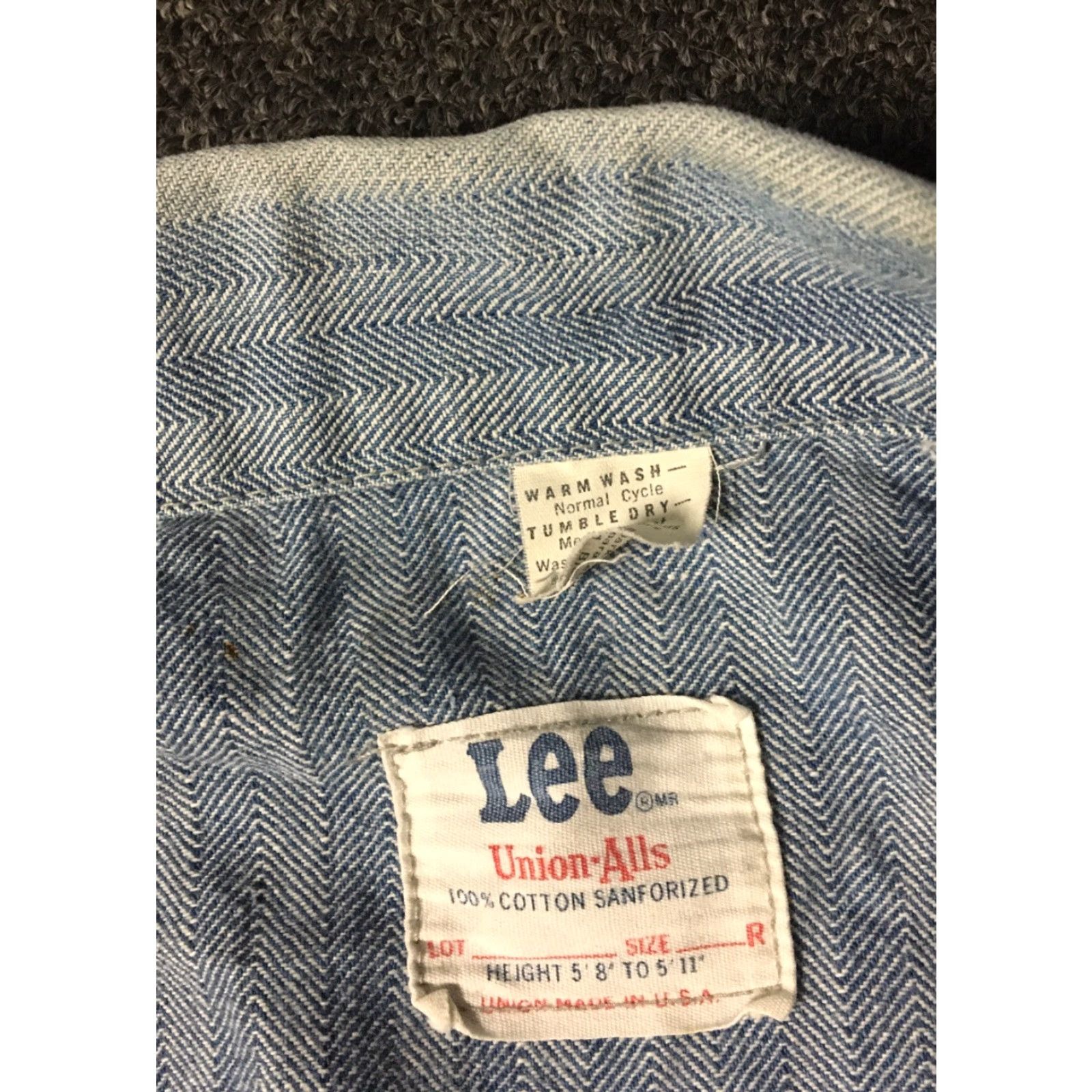 Lee VINTAGE 50s Lee Union Alls Herringbone Distressed Sanforized Coveralls Long Sleeve 100% Cotton L/XL United States Mens Womens Boys Girls Size US 33 - 5 Thumbnail