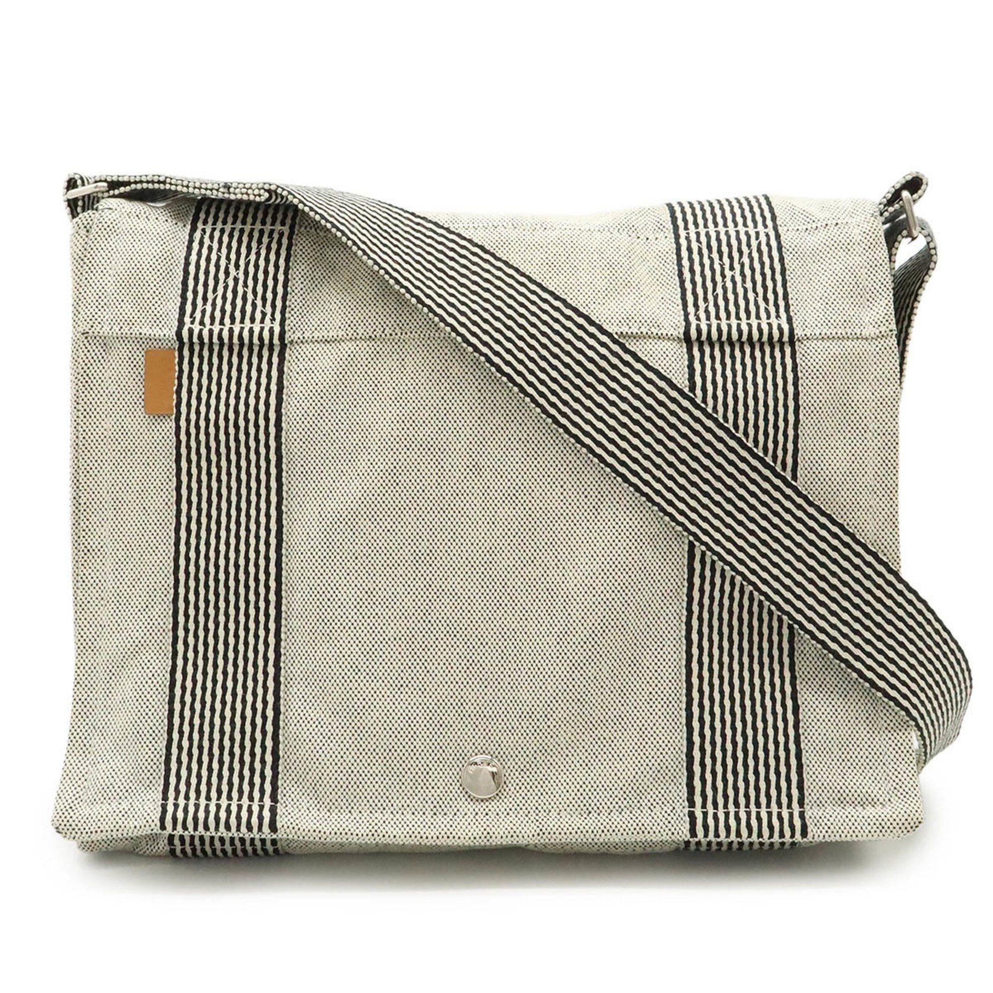 Hermes New Foultou Bassus Pm Shoulder Bag Canvas Light Grey, Women's