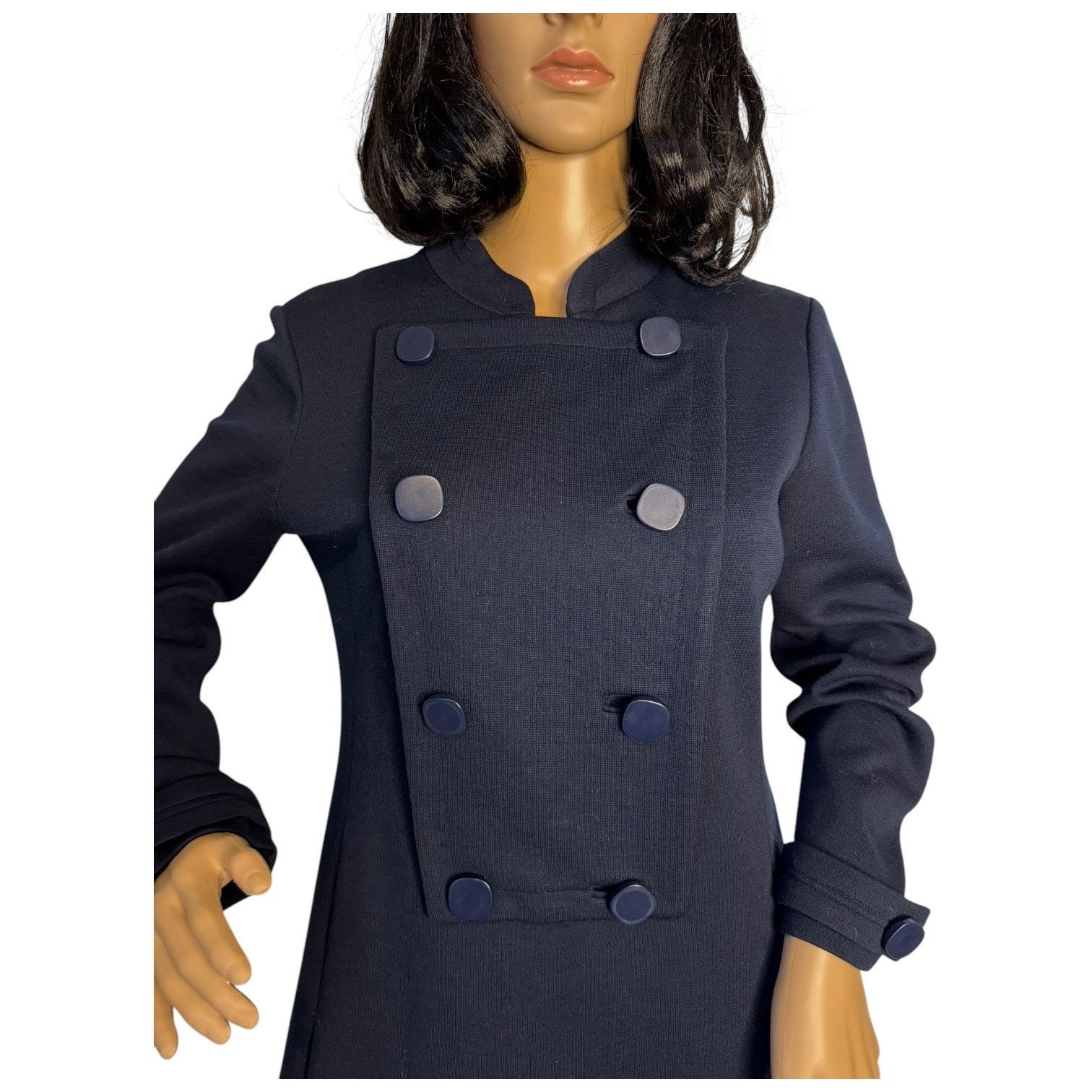Vintage Vtg 60's Navy double breasted pop over dress military style Size M / US 6-8 / IT 42-44 - 6 Thumbnail