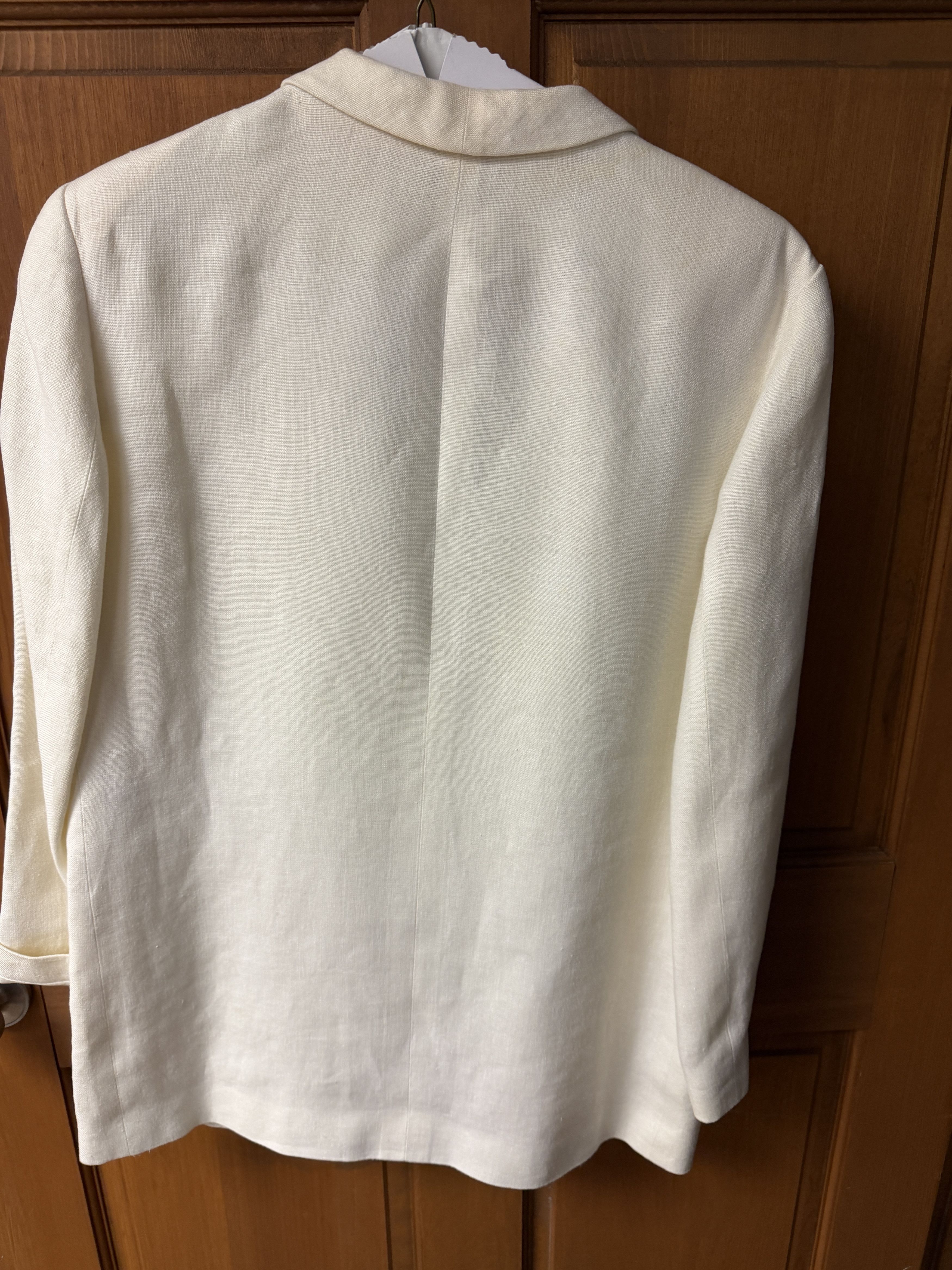 Giorgio Armani Giorgio Armani Le Collezioni Cream Linen Blazer Size 4 Size S / US 4 / IT 40 - 7 Thumbnail