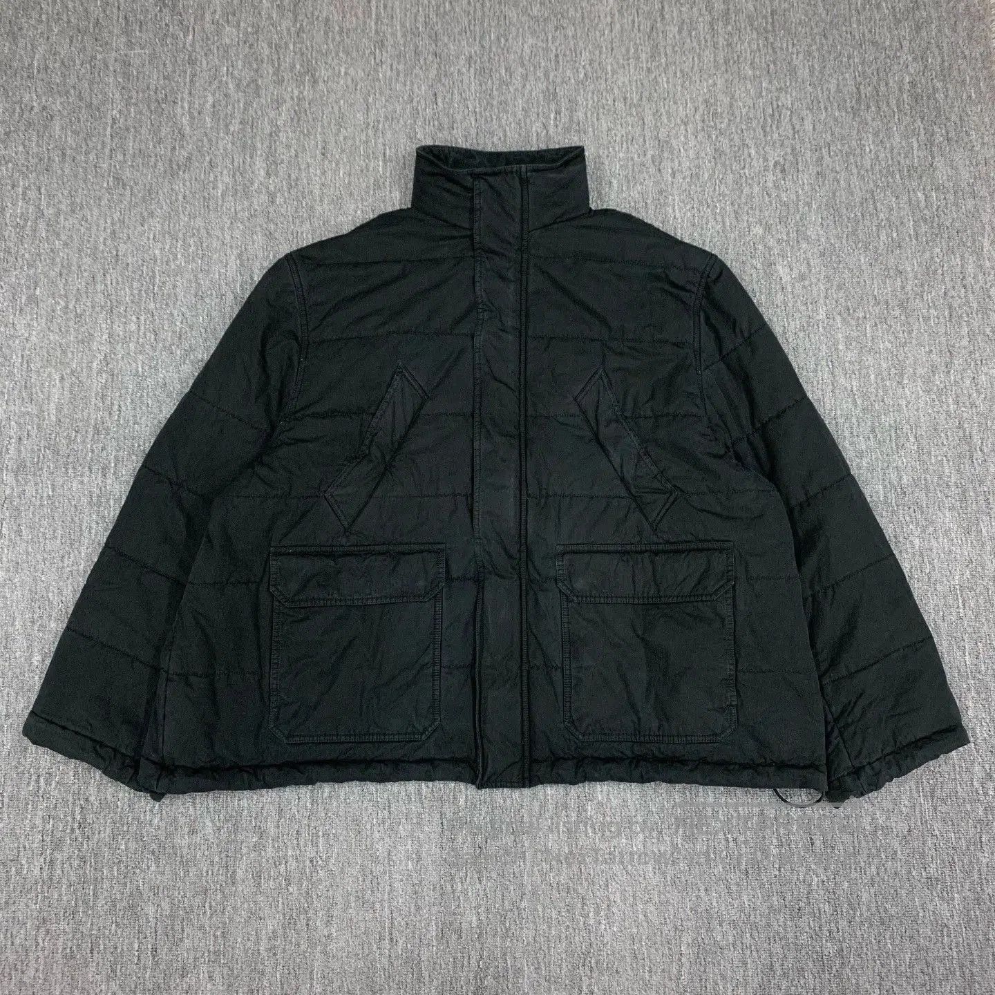 Balenciaga Black Back Logo Puffer Coat.