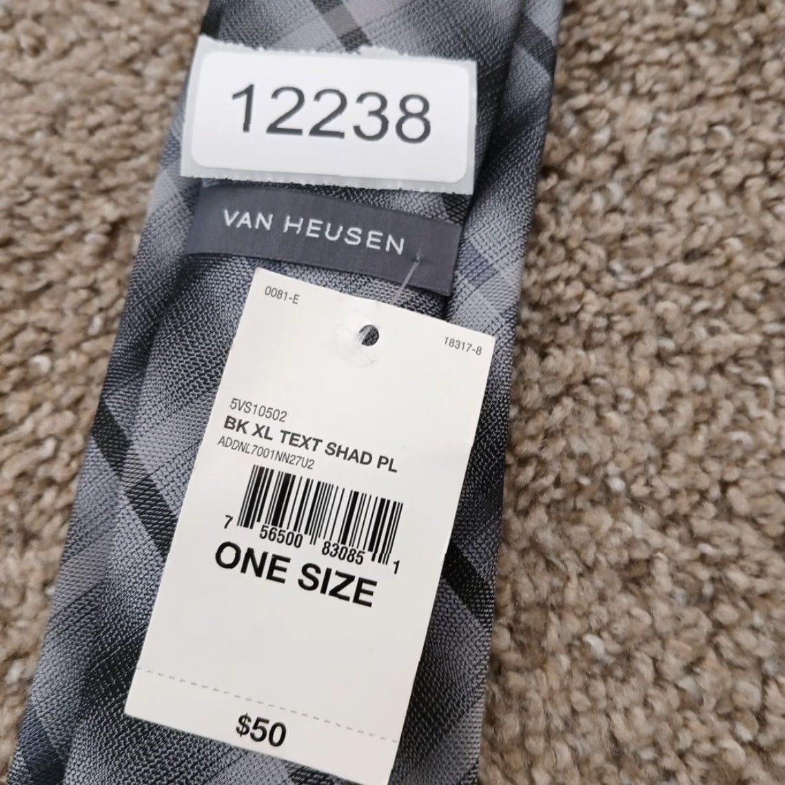 Van Heusen Van Heusen Tie Gray Polyester Necktie Plaids & Checks Extra Long Necktie Men Long New Gray Size ONE SIZE - 7 Thumbnail