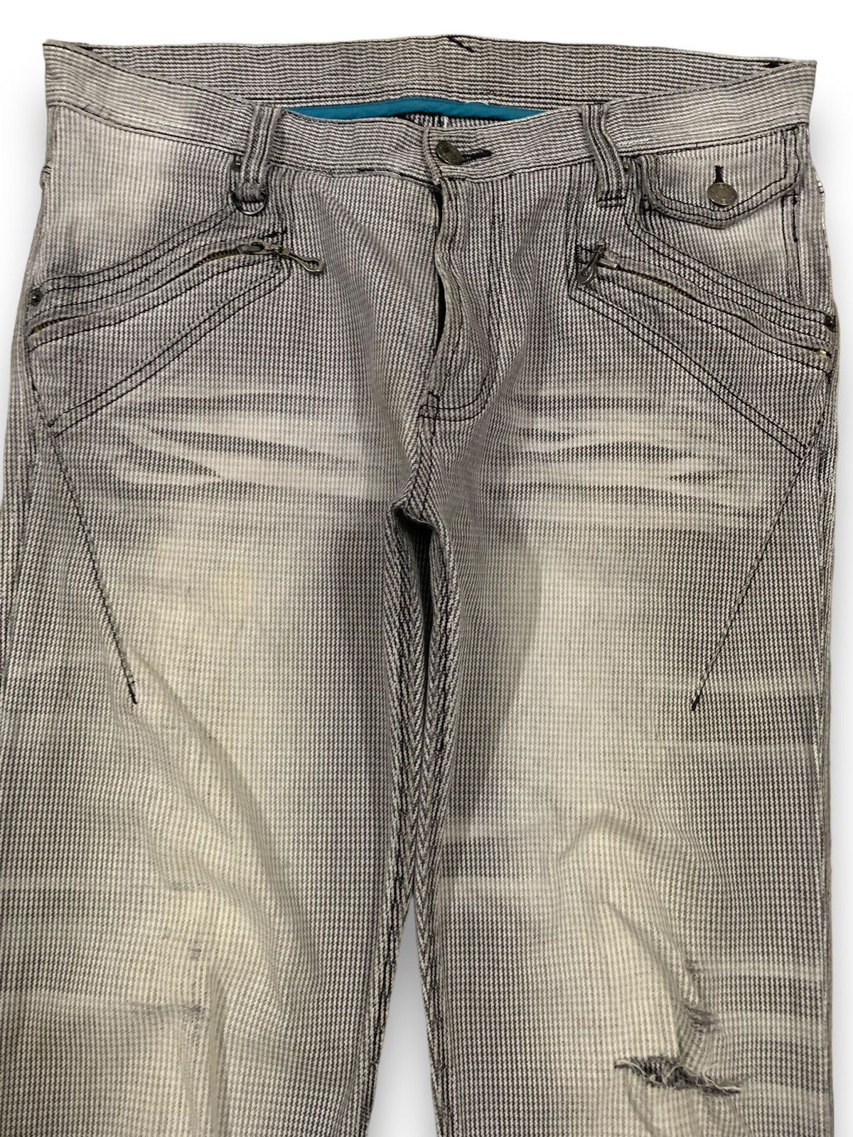 If Six Was Nine Japanese Brand Houndstooth Clawmark Faded Bootcut Punk Jeans Size US 34 / EU 50 - 3 Thumbnail