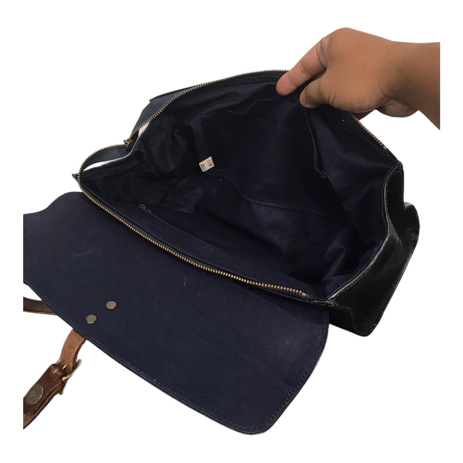 Japanese Brand × Leather Full Leather Japanese Black Tote Bag Size ONE SIZE - 9 Thumbnail