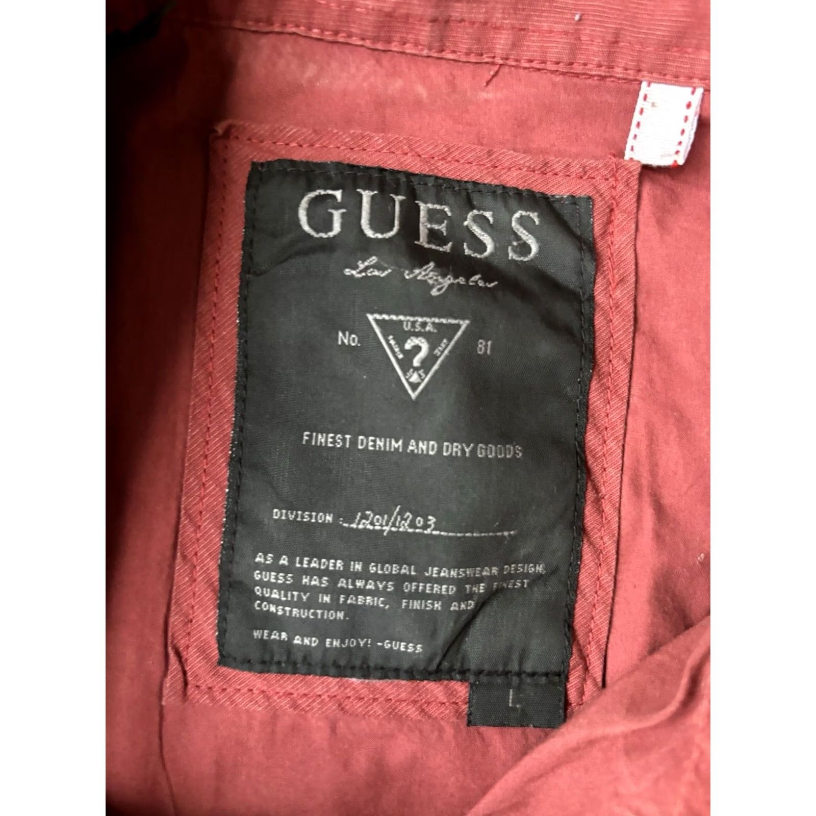 Guess VINTAGE Y2K Guess Jeans Pearl Snap Button Collared Shirt Large Red Men Regular 100% Cotton Button-Up Shirt Size US L / EU 52-54 / 3 - 2 Thumbnail