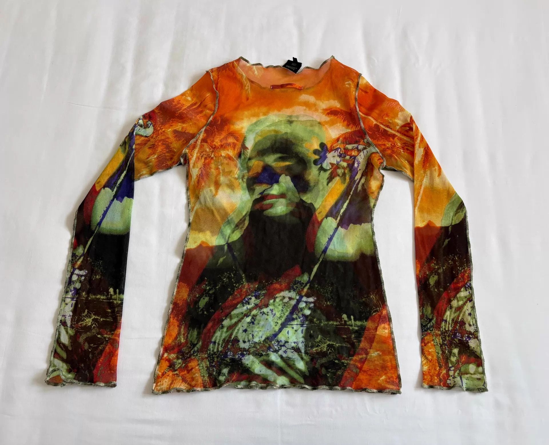 Jean Paul Gaultier JP Gaultier Vintage Sheer Floral Portrait Blouse Size S / US 4 / IT 40 - 6 Thumbnail