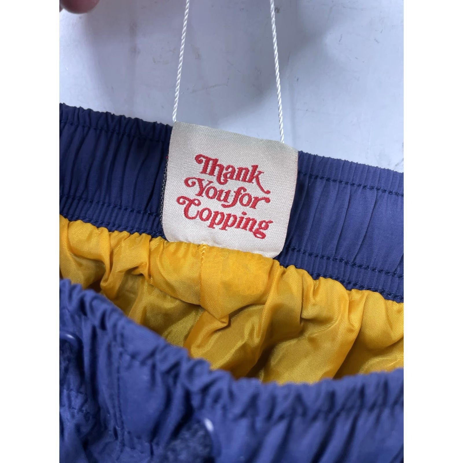 Bodega Bodega Track Pants Men XXL Lined Nylon Navy Blue With Yellow Accents Activo Activewear Size US 39 - 7 Thumbnail