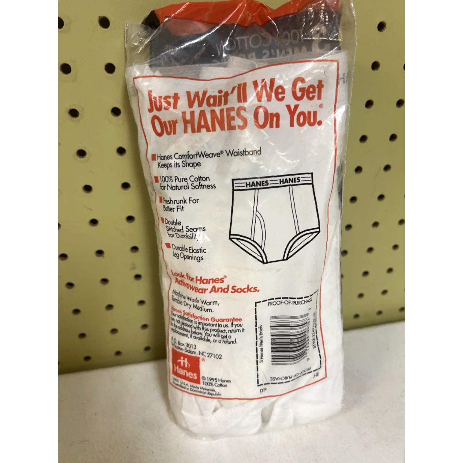 Hanes VINTAGE Hanes Underwear Briefs 3 Pack 42 White Mens 1990s 100% Cotton Breathing Preshrunk All Seasons Jersey Shirt, wait no. Size US 42 / EU 58 - 2 Thumbnail