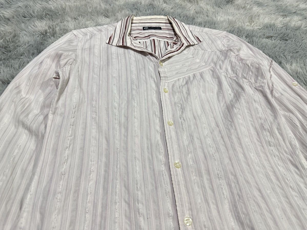 Tornado Mart 🔥Y2K Zero By Tornado Mart Shirt Reverse Striped Asym Patch Size US M / EU 48-50 / 2 - 2 Thumbnail