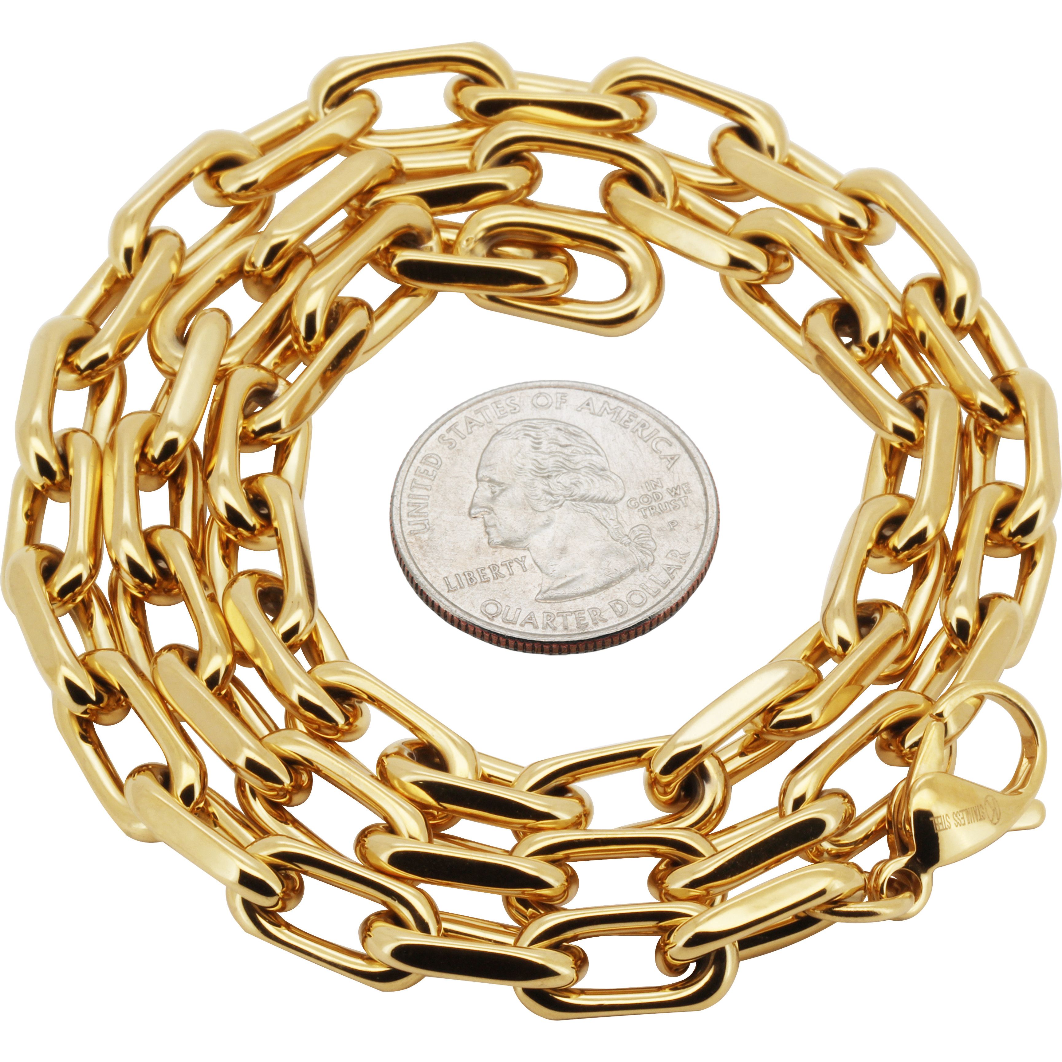 Other 316L SS 18k GP 8mm Paper Clip Cable Link Chain Necklace 22" Size ONE SIZE - 2 Thumbnail