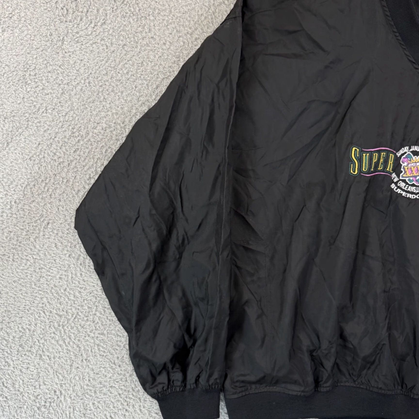 Fruit Of The Loom VINTAGE Windbreaker Mens XL Black 90s NFL Football Super Bowl XXXI Football Nike Shirt Size US XL / EU 56 / 4 - 4 Thumbnail