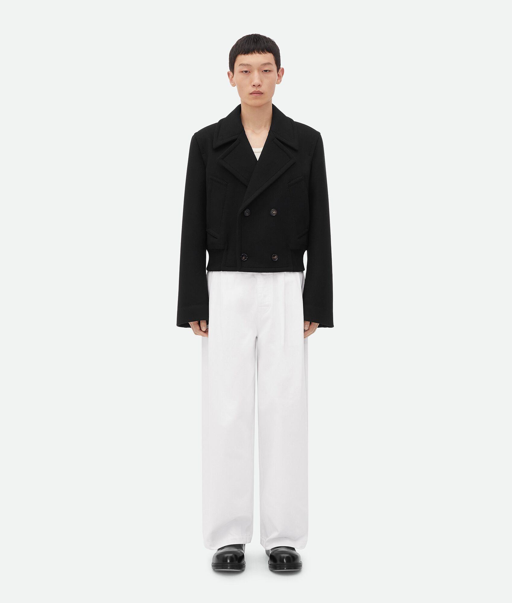o1w1db10825 Felted Wool Short Blouson Jacket in Black