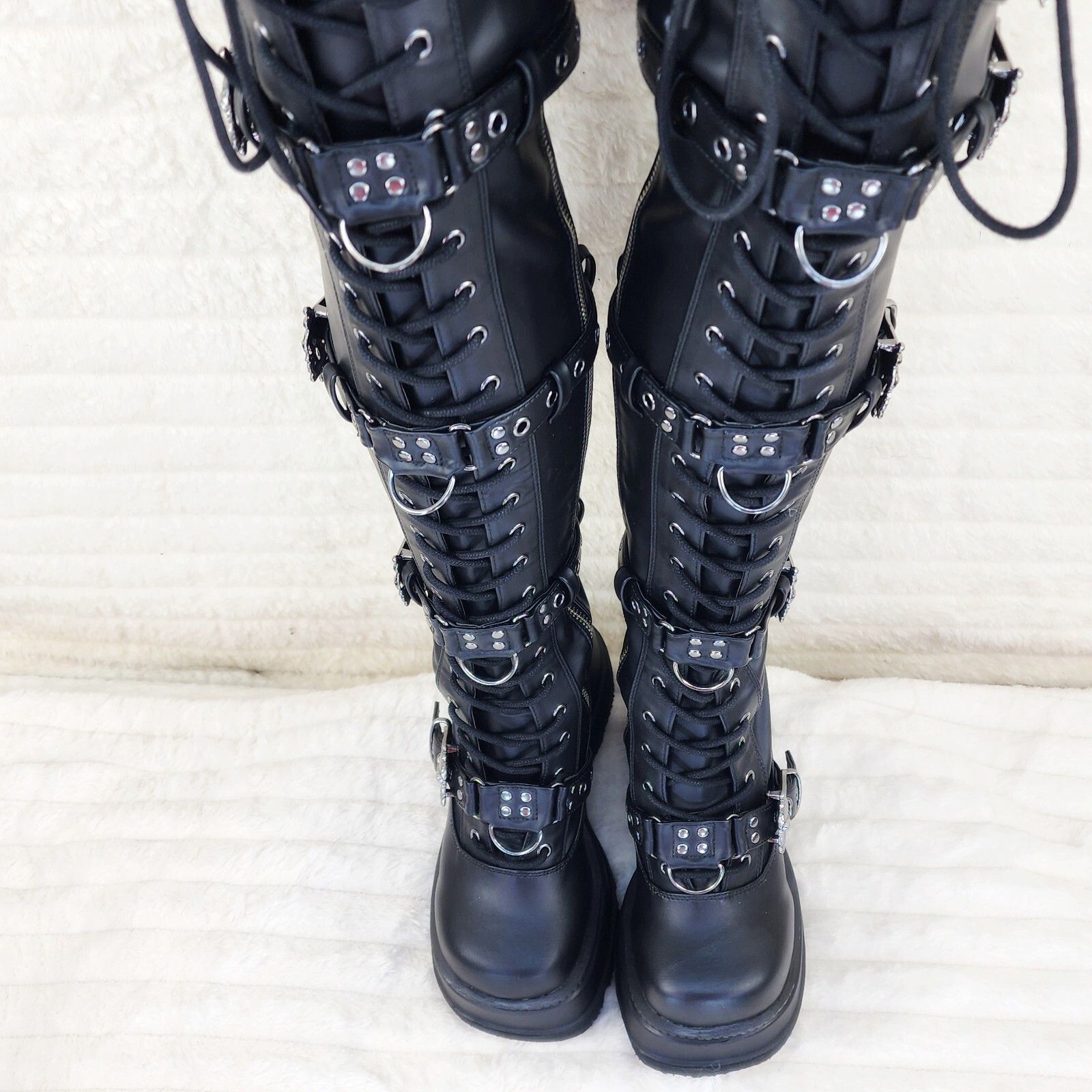 Other Shaker 420 Black sTRETCH 4.5" Wedge Heel OTK Thigh Boots Sku Size US 7 / IT 37 - 2 Thumbnail