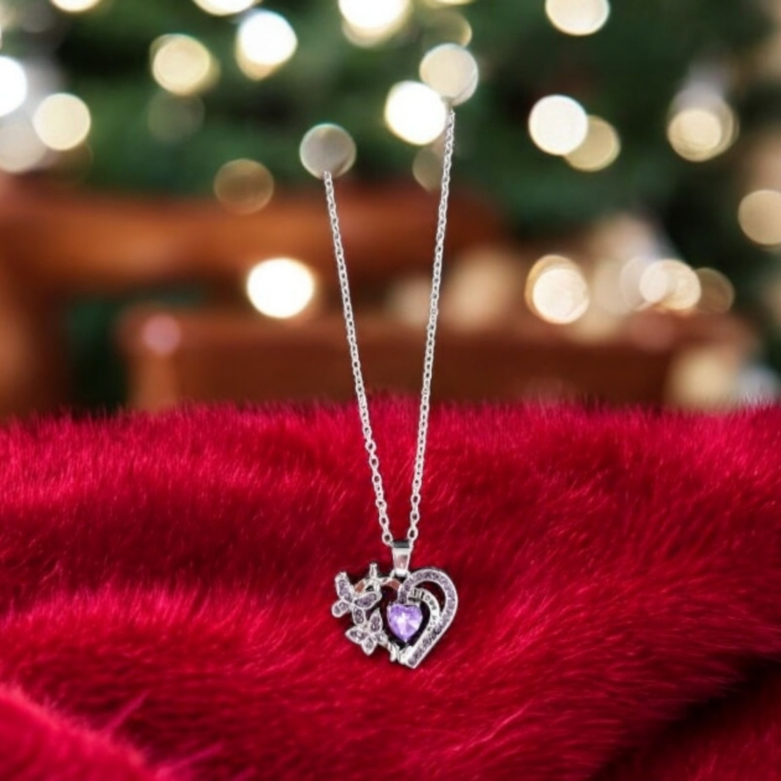 Other Purple Heart Butterfly Necklace I Love You Fashion Jewelry N Size ONE SIZE - 12 Thumbnail