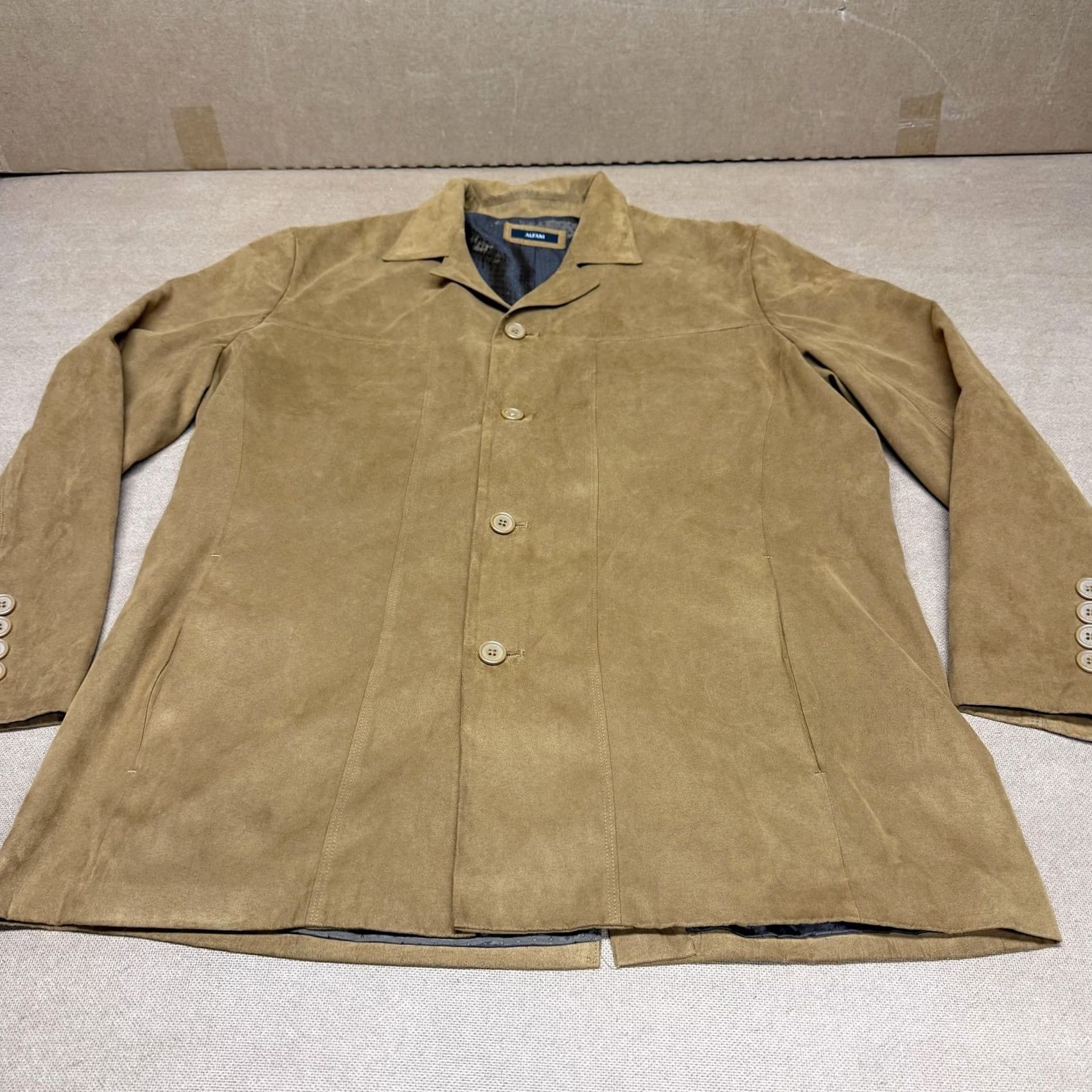 Alfani Alfani Coat Mens Large Brown Microfiber Overcoat Button Front Lined Pockets Size US L / EU 52-54 / 3 - 2 Thumbnail