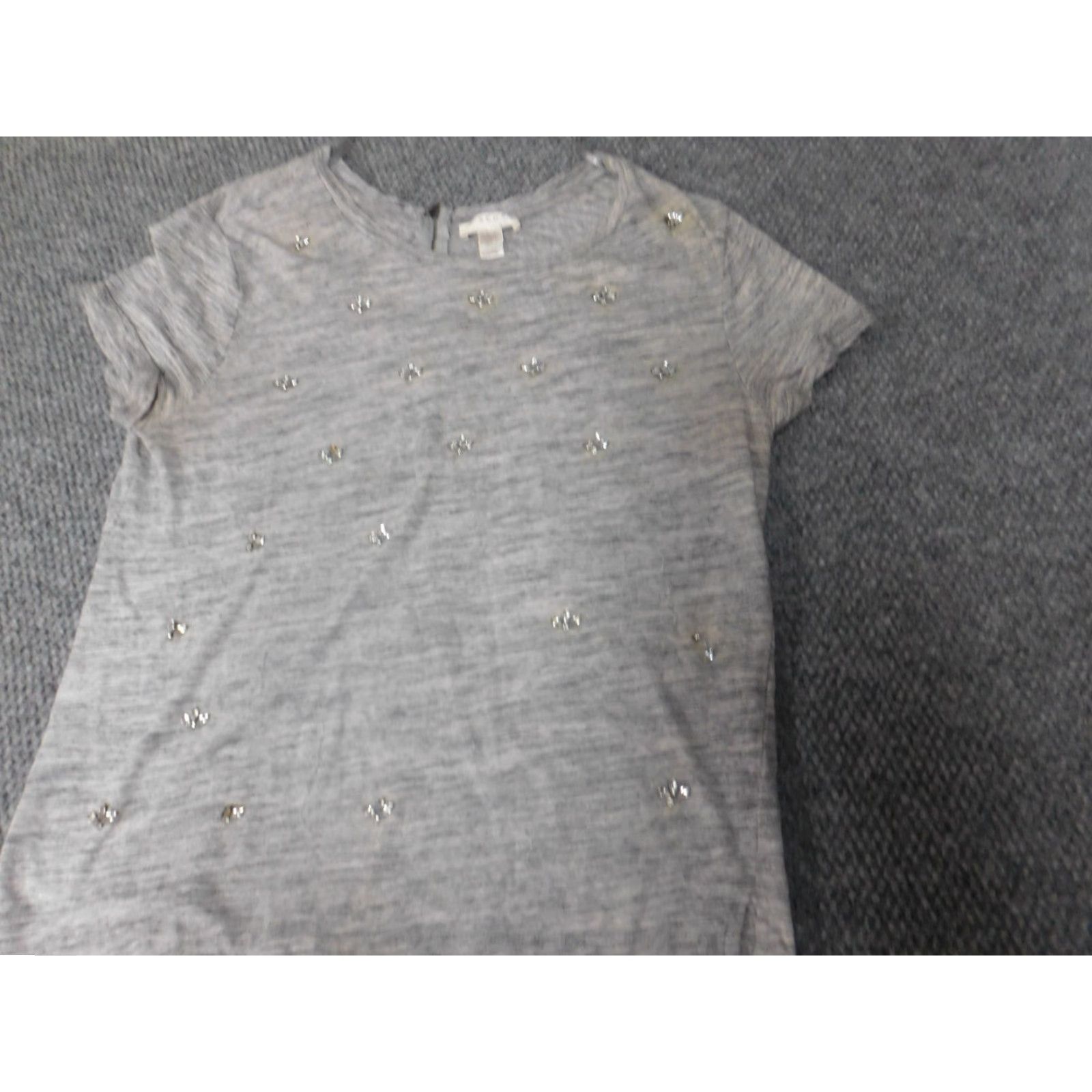 Vintage Kenar Blouse Womens Large Gray Lightweight Short Sleeve Collared Floral Pattern Ruffle Casual Shirt Size L / US 10 / IT 46 - 3 Thumbnail