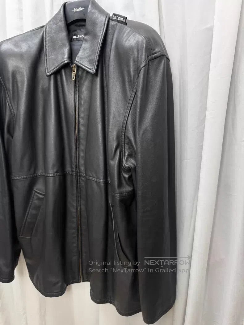 Balenciaga Balenciaga Big Shoulder Embroidered Leather Jacket Size US M / EU 48-50 / 2 - 2 Thumbnail
