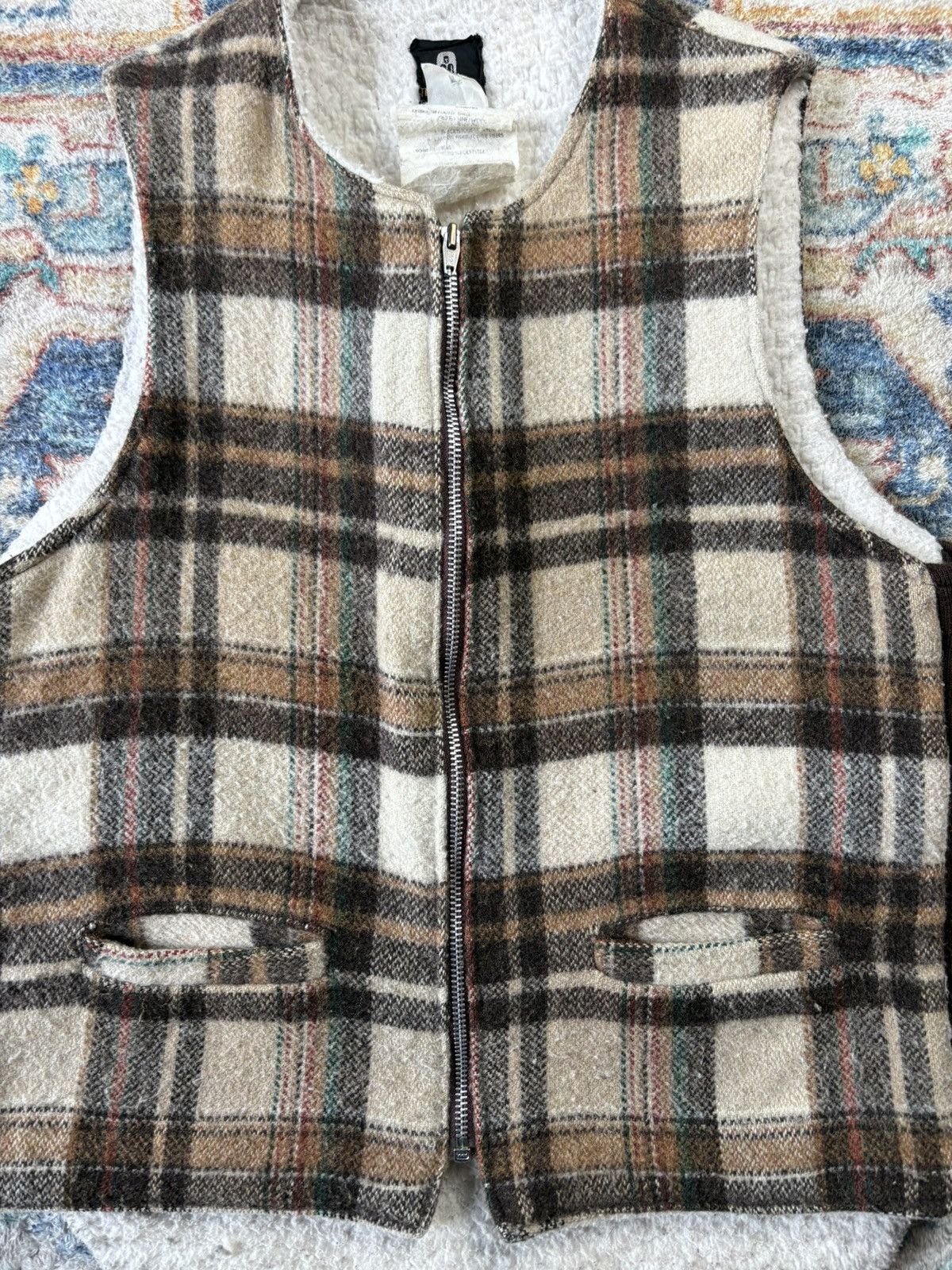 Vintage Vintage 70s Thermo-King Sherpa Lined Plaid Vest Large Size US L / EU 52-54 / 3 - 4 Thumbnail