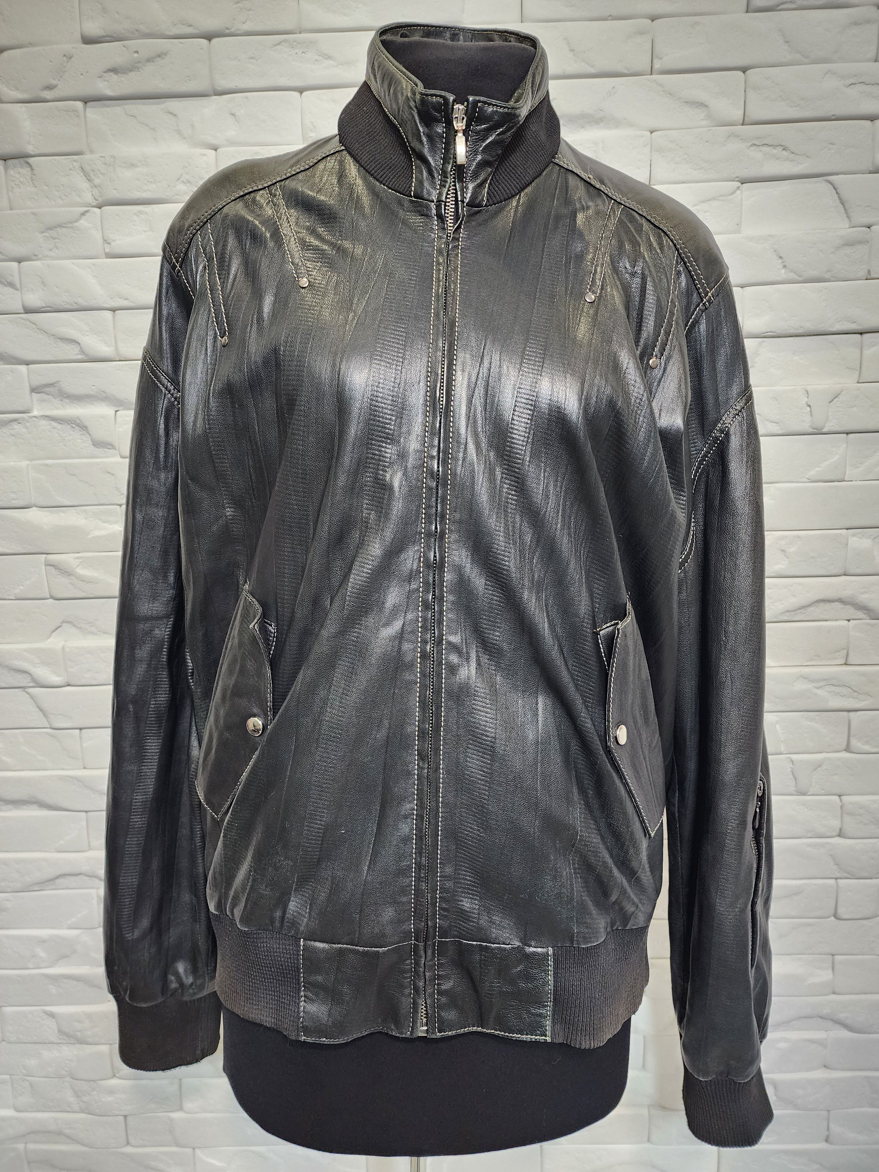 Genuine Leather Black Genuine Leather Jacket: Men's Zippered Sport Style Size US L / EU 52-54 / 3 - 1 Thumbnail