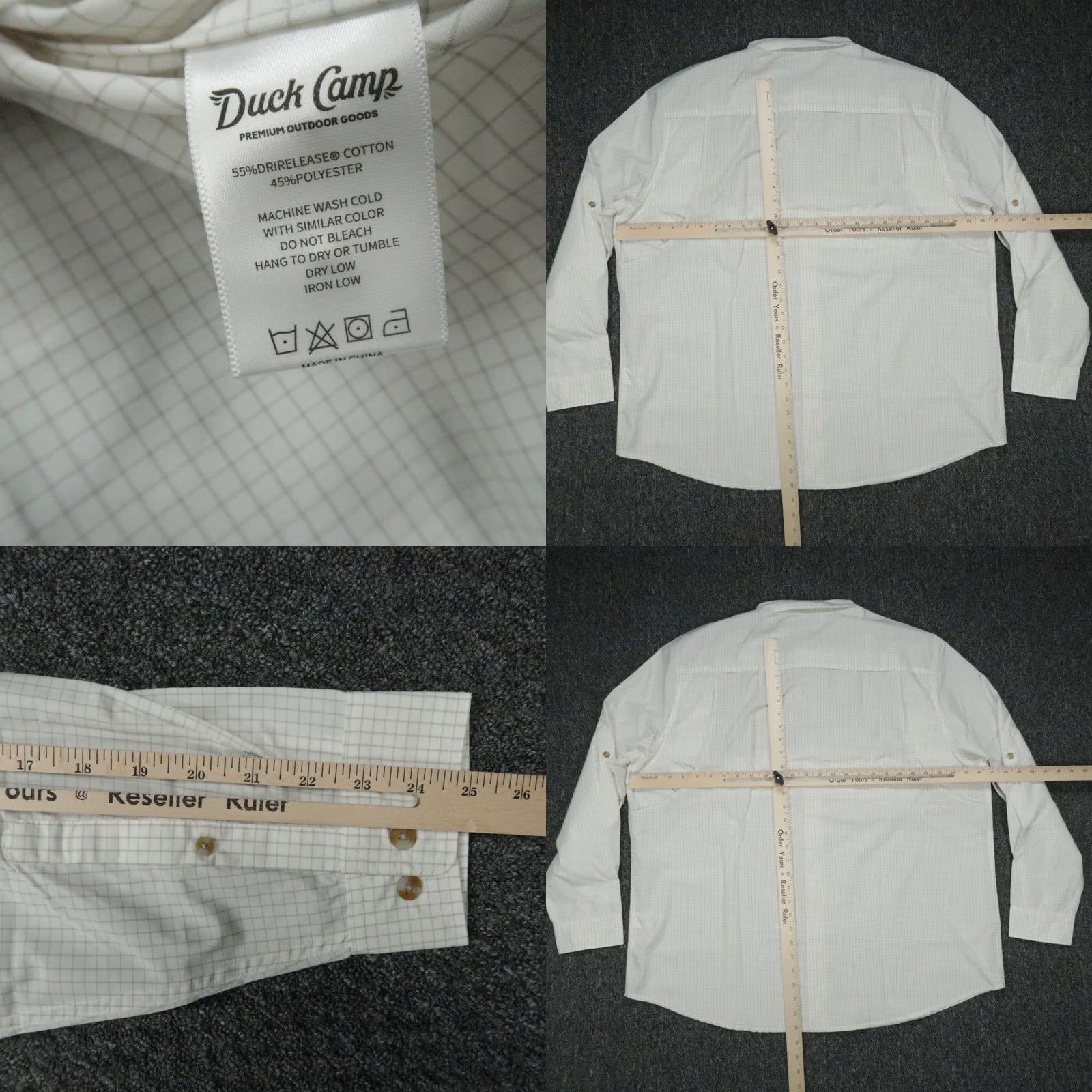 Vintage Duck Camp Shirt Mens 2XL White Check Long Sleeve Button-Up Pockets Casual Travel Outdoors Size US XXL / EU 58 / 5 - 8 Thumbnail