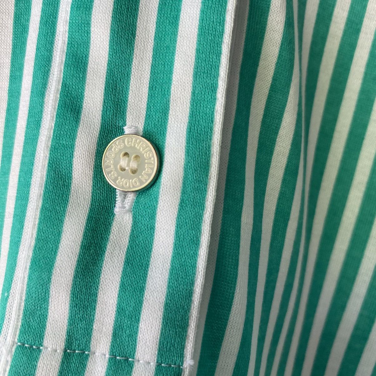 Dior Christian Dior Green & White Striped Polo Shirt Size M / US 6-8 / IT 42-44 - 7 Thumbnail